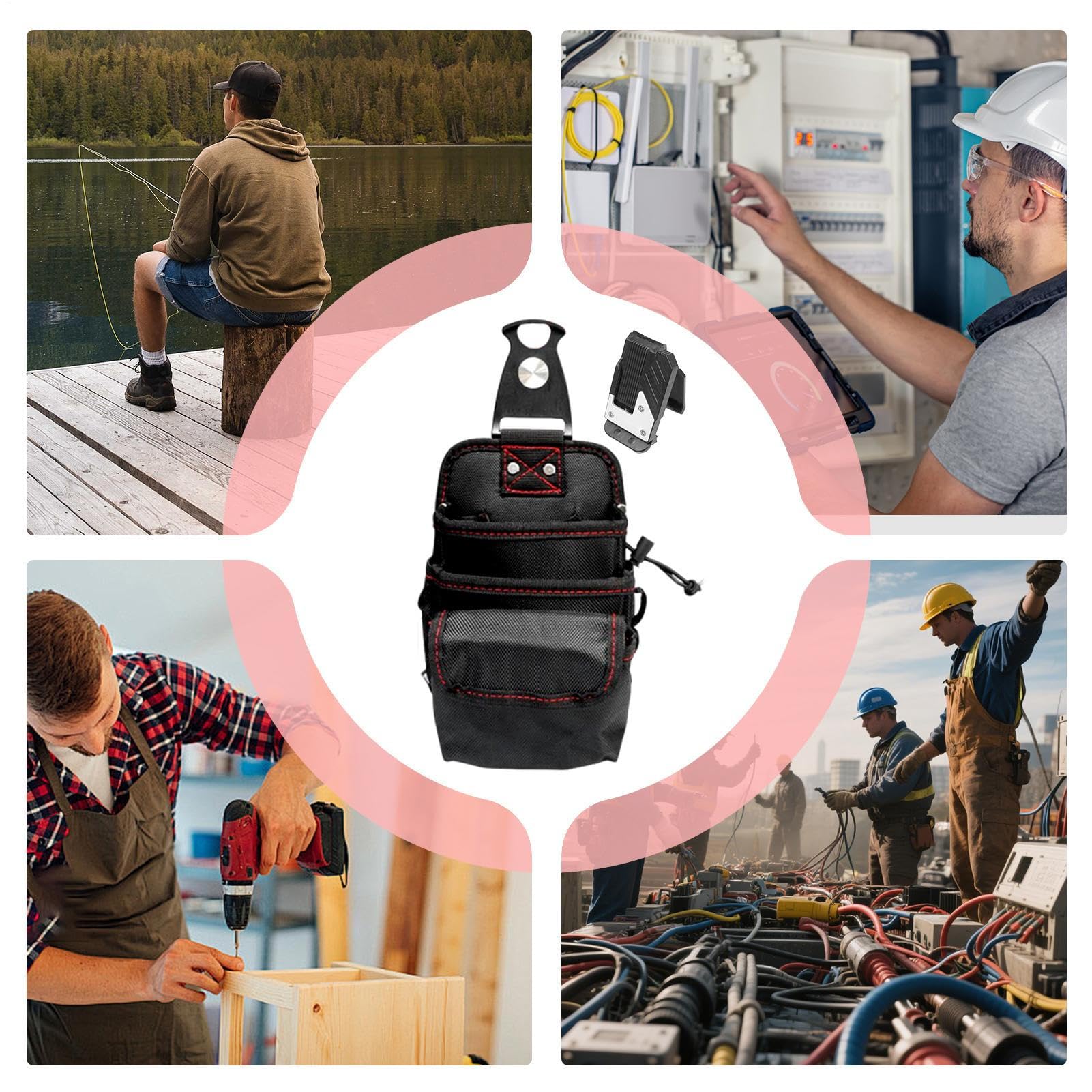 Borsa porta attrezzi da cintura a prova d'acqua ergonomico | Borsa per cintura porta attrezzi da lavoro per Elettricisti, Falegnameria, Pesca, Edilizia, Giardinaggio, Casa