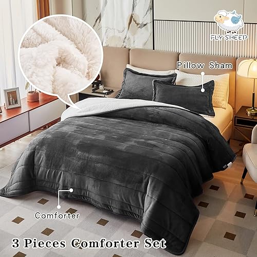 Miniatura 2 de Manta de cama gruesa de franela de lujo de 3 capas, tamaño individual, manta sherpa de terciopelo de felpa suave con 2 fundas de almohada, pesada y