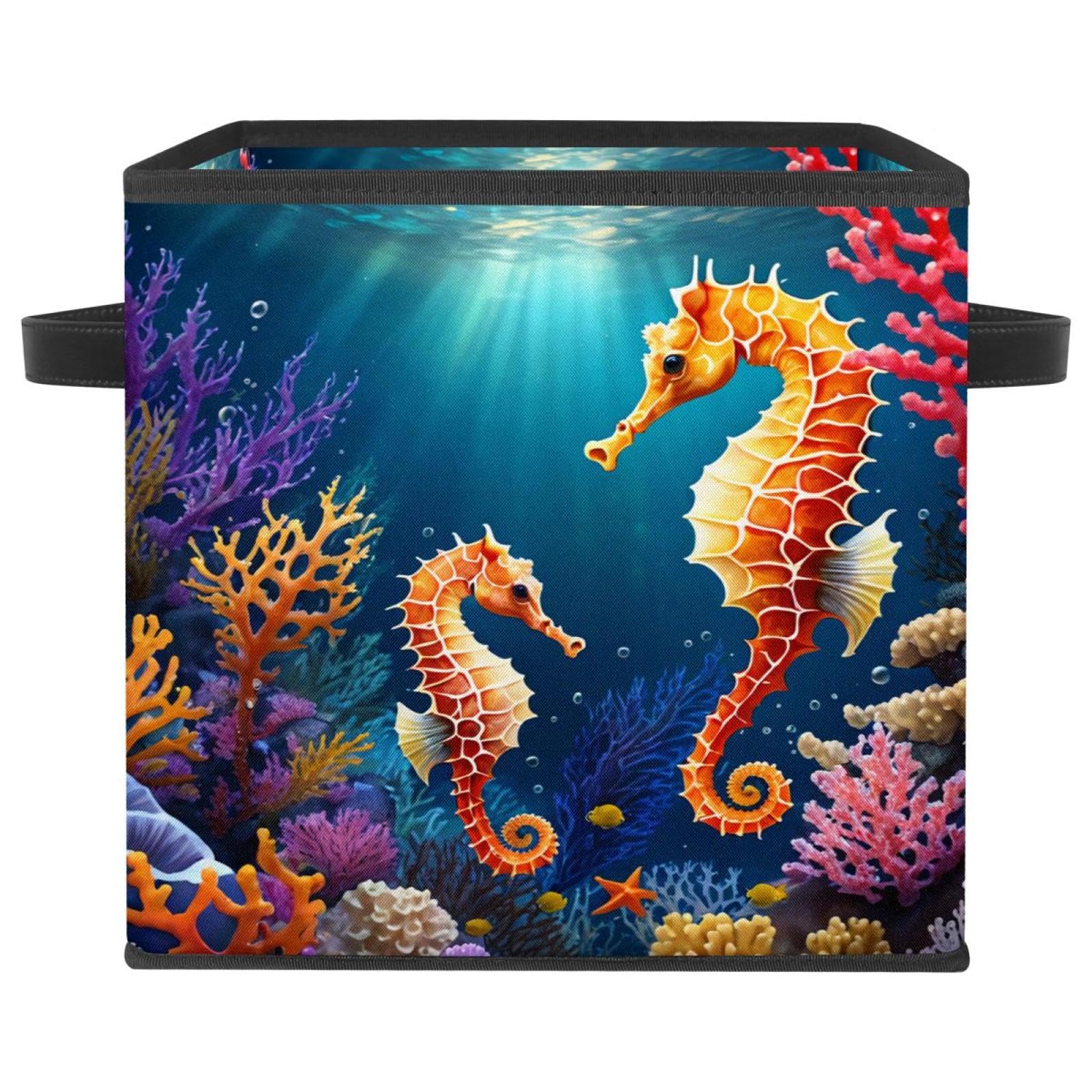 Grand cube de rangement pliable boîte en tissu hippocampe