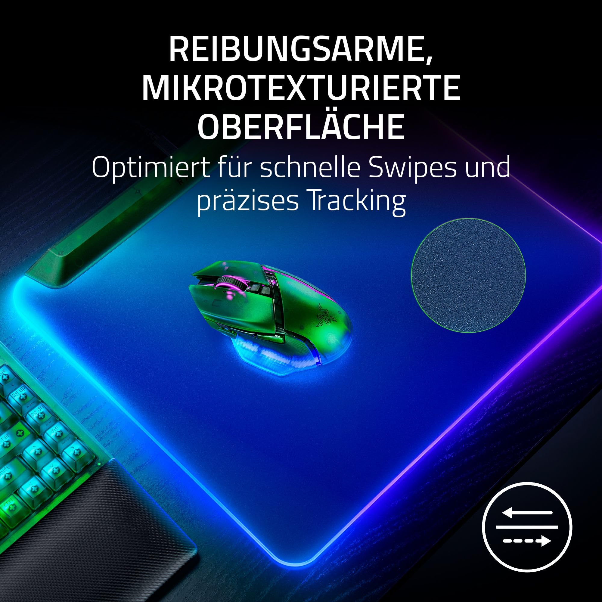 Razer Firefly V2 Pro Phantom Green Edition - Voll beleuchtete Gaming-Mausmatte mit Chroma RGB (USB 2.0-Hub, mikrotexturierte Oberfläche, rutschfeste Unterlage) Phantom Green