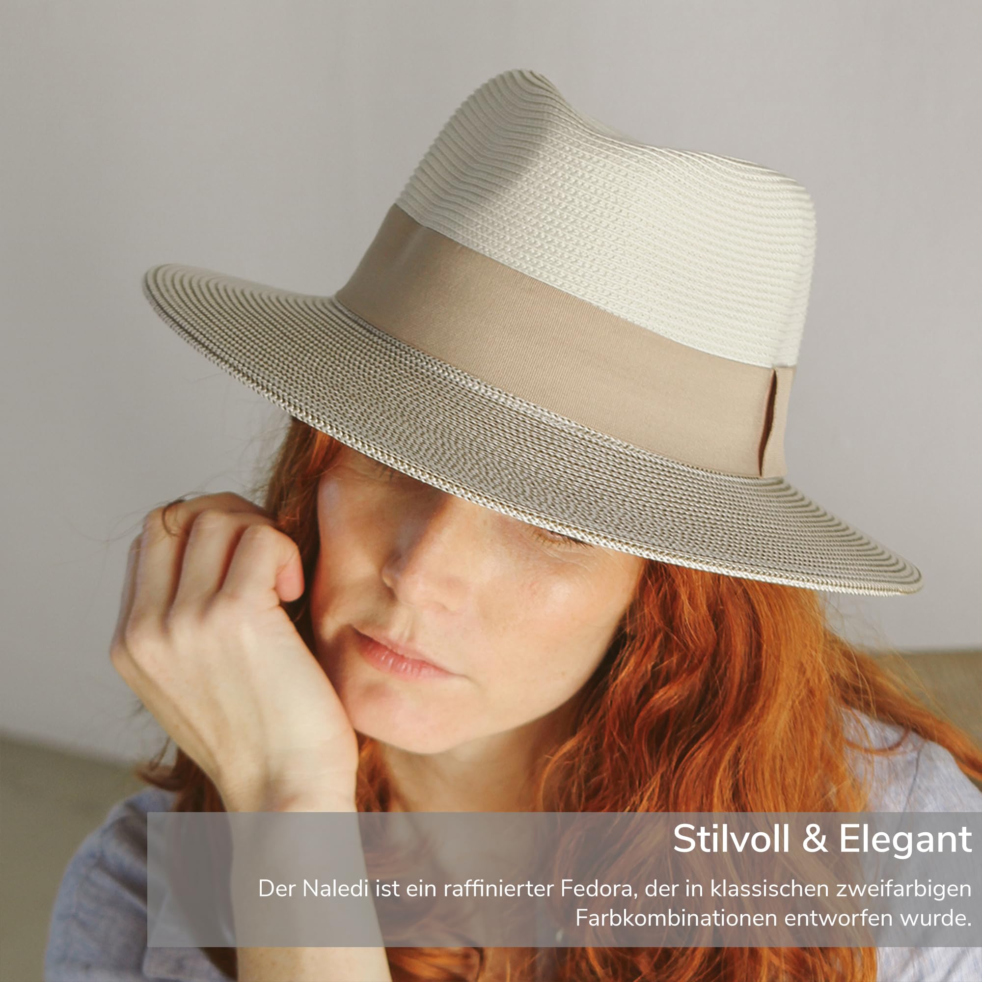 Naledi Fedora Damen Sonnenhut mit UV Schutz Größe einstellbar - 4 Farben