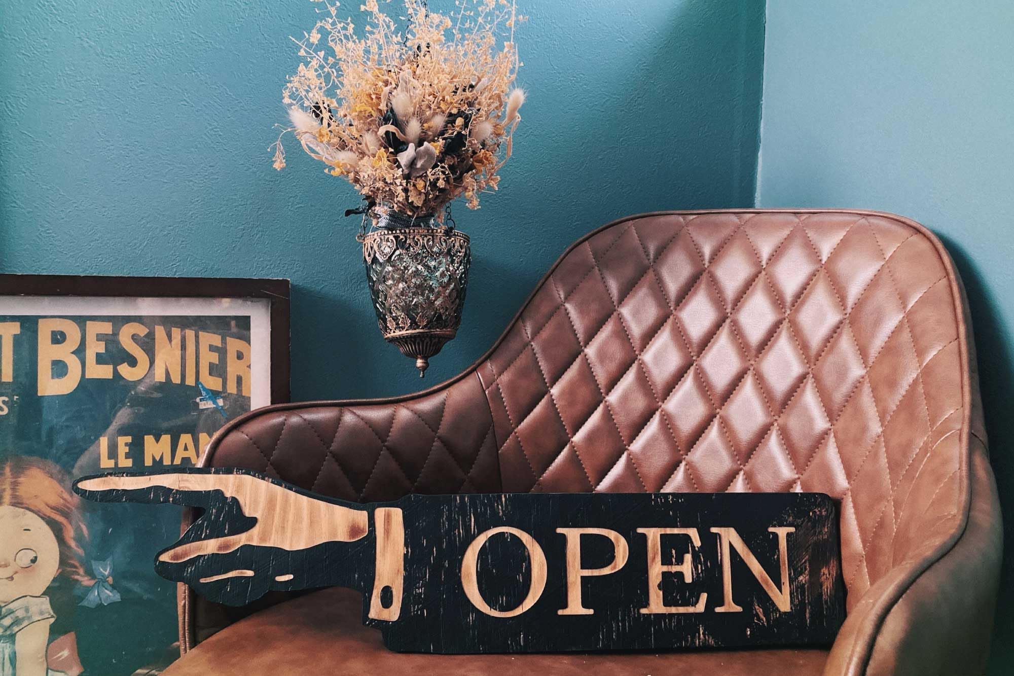 Amazon | ビンテージ木製看板 ハンドオープン (60cm) (Right) | 店舗