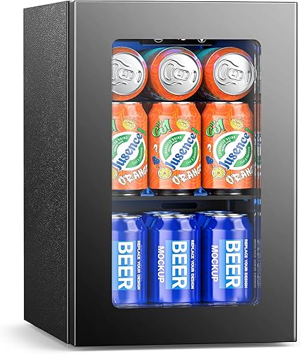 Miniatura 8 de Joy Pebble Refrigerador de bebidas para 68 latas, mini refrigerador de 1.7 pies cúbicos con puerta de vidrio para cerveza y vino, refrigerador de