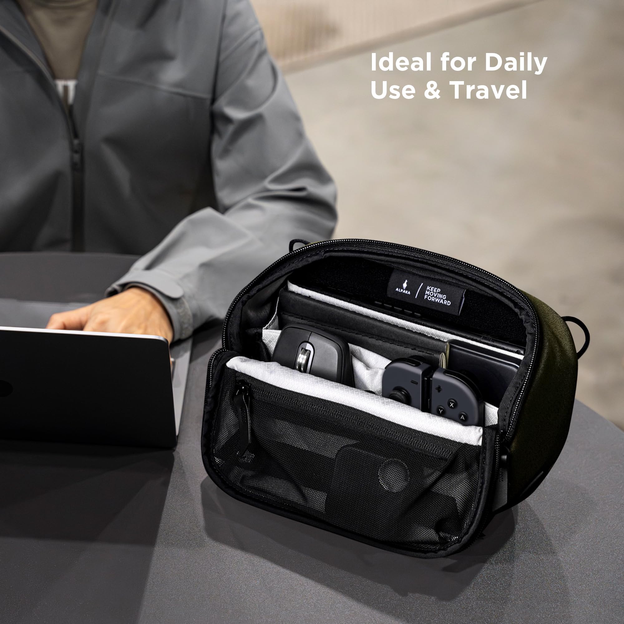 ALPAKA Vertex Pouch Mini 2L – Tech Organizer | Kabeltasche, Elektronik-Organizer, Umhängetasche für Tablets, wetterfestes Axoflux 300D