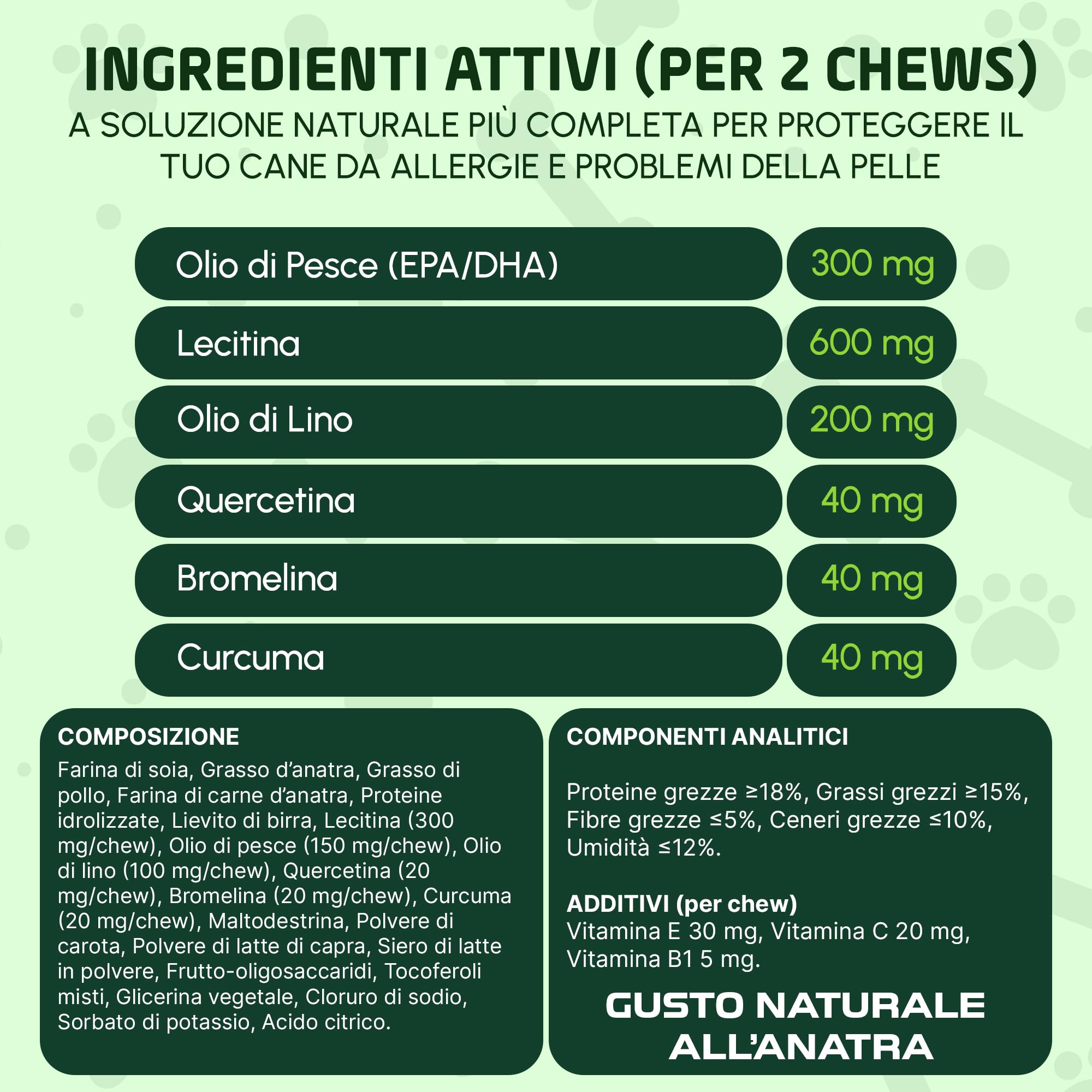 Prurito Cane & Pelle Sensibile, 150 Bocconcini, 100% Naturali – Integratore Anti-Allergie e Immunità – Olio di Pesce EPA/DHA, Quercetina, Curcuma e Bromelina – Supporto Cute e Pelo | Acevit Nutrition
