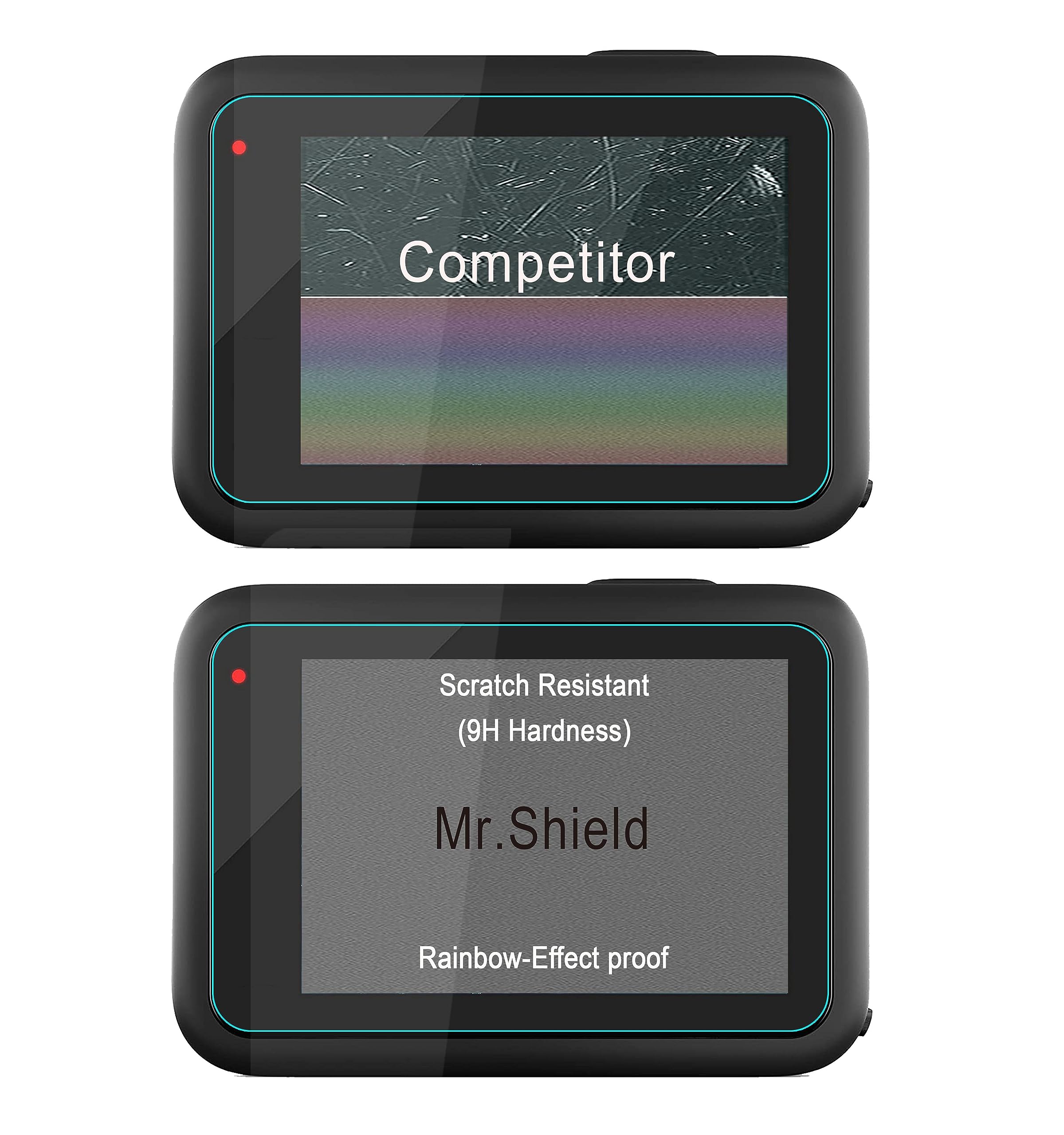 Mr.Shield [9 Pcs] Hartowane Szkło do GoPro Hero12/GoPro Hero11/Hero10/Hero9 | [Back+Lens+Front] Ochraniacz Ekranu Odporny na Zarysowania HD Przejaśniać Hartowane szkło 9H