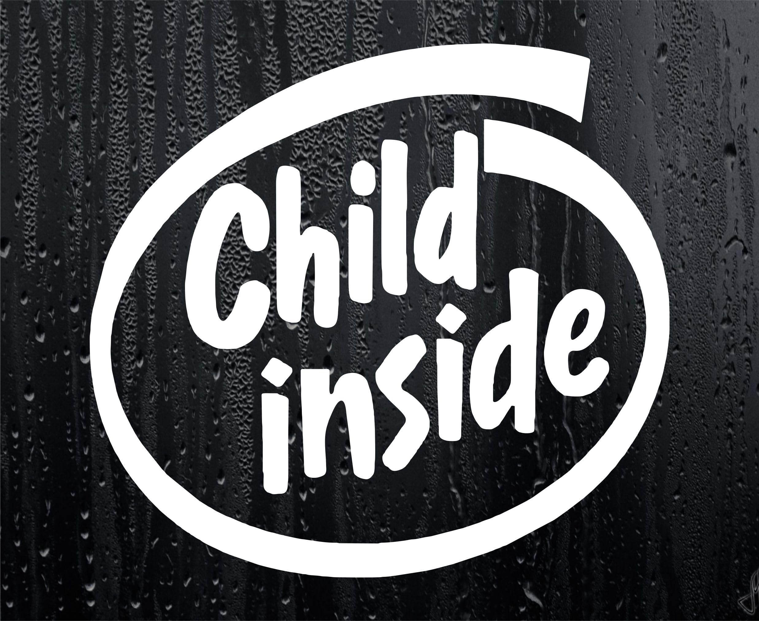 Decalarama White Car Sticker Child Inside Kids Novelty Van Window Bumper Decal Ideal For Parents