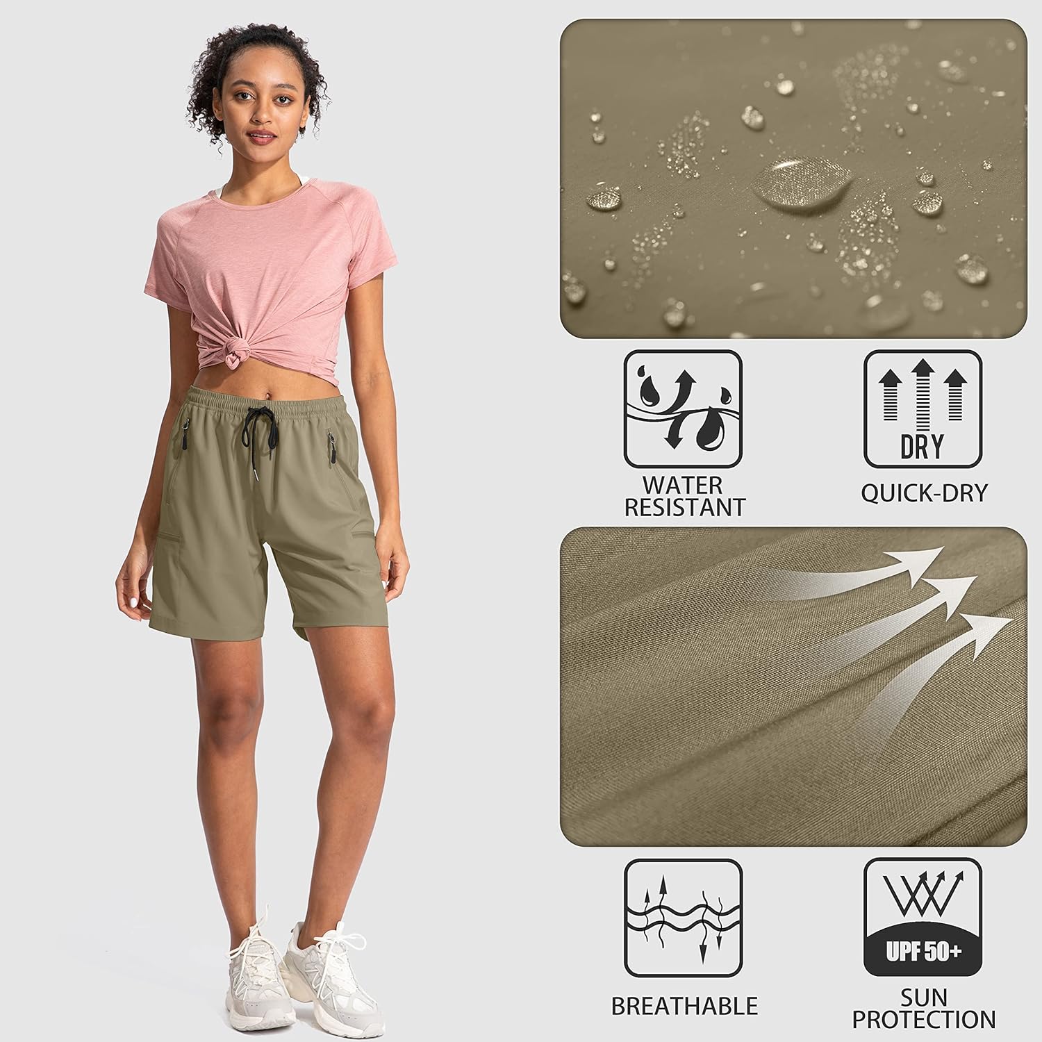 SANTINY Women's 5''/ 7''/9'' Hiking Cargo Shorts Quick Dry Lightweight Summer Shorts for Women Athletic Golf Zipper Pockets - Image 5