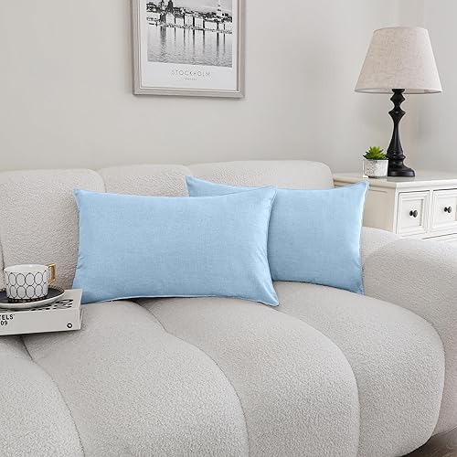 Vista 93 de NiNi ALL - Juego de 2 fundas de almohada impermeables para exteriores, decorativas, para casa de campo, jardín, patio, tienda de campaña, sofá