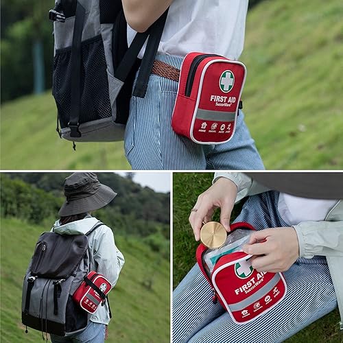Miniatura 7 de Kit de primeros auxilios de 130 piezas con suministros médicos de grado hospitalario, incluye manta de emergencia, vendaje, ideal para el hogar, al