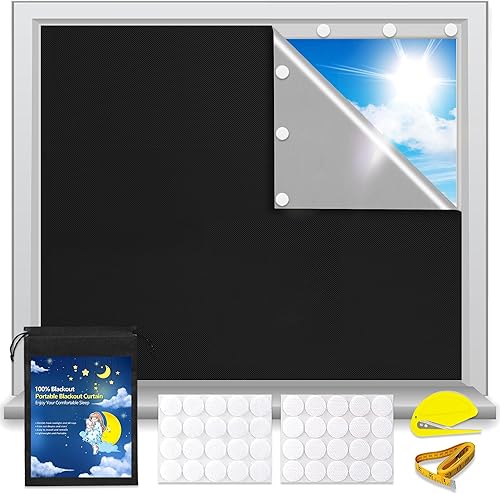 Cubierta 100% opaca para ventana de 118 x 58 pulgadas, cortinas opacas para ventanas de dormitorio, tela opaca portátil temporal, para guardería, disponible en Yaxa El Salvador