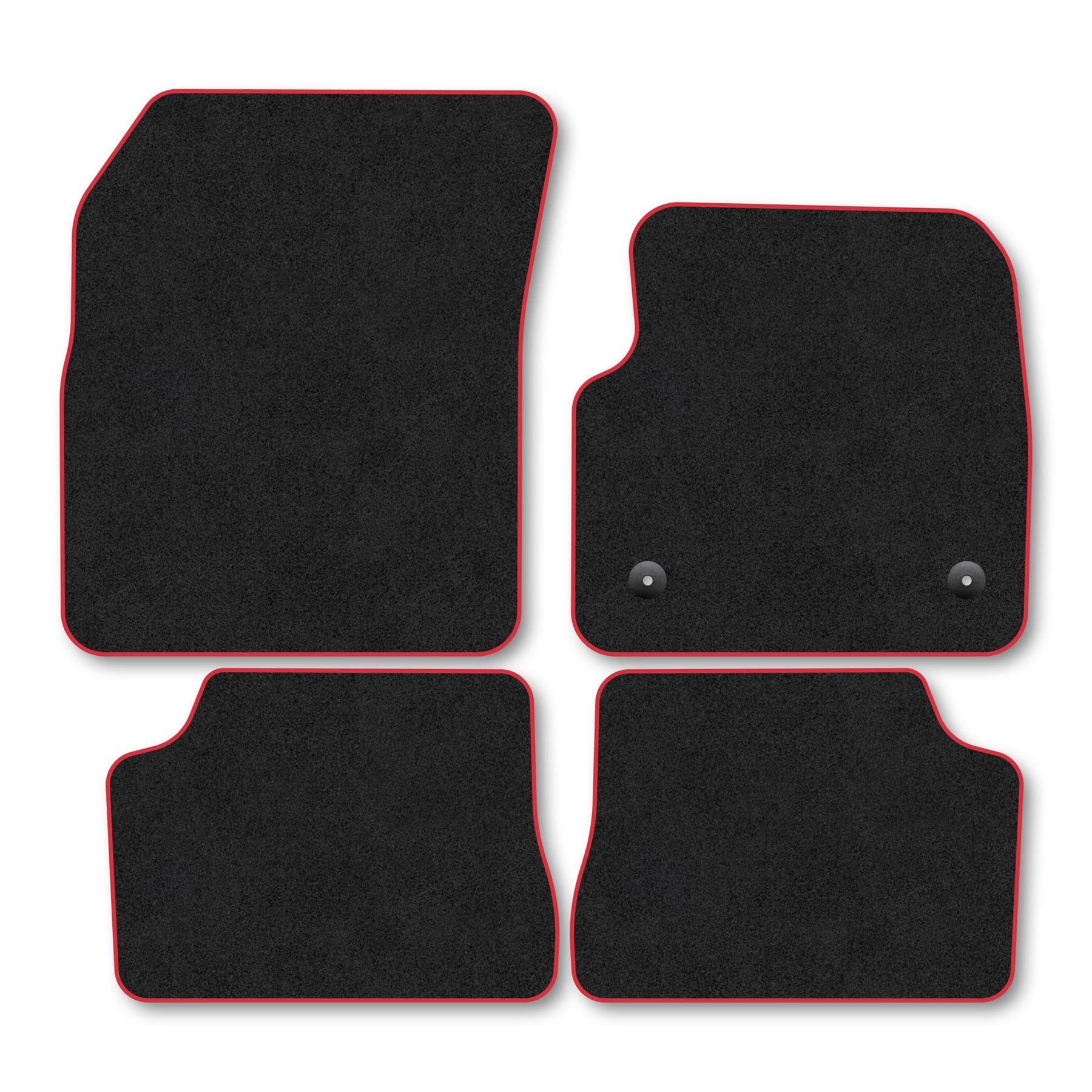 Jeep Avenger (2023+) Car Mats Accessories Tailored Fit Carpet Floor Mats Non Slip Red Trim Full Coverage Compatible Accessory Front Rear Set Anti Slip Granulated Backing Hand-Finished Clips