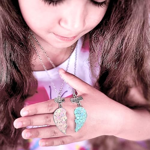 Miniatura 3 de MJartoria Collar BFF para 2 personas Collar con colgante de corazón a juego para mejores amigos para siempre, lindo regalo para el mejor amigo