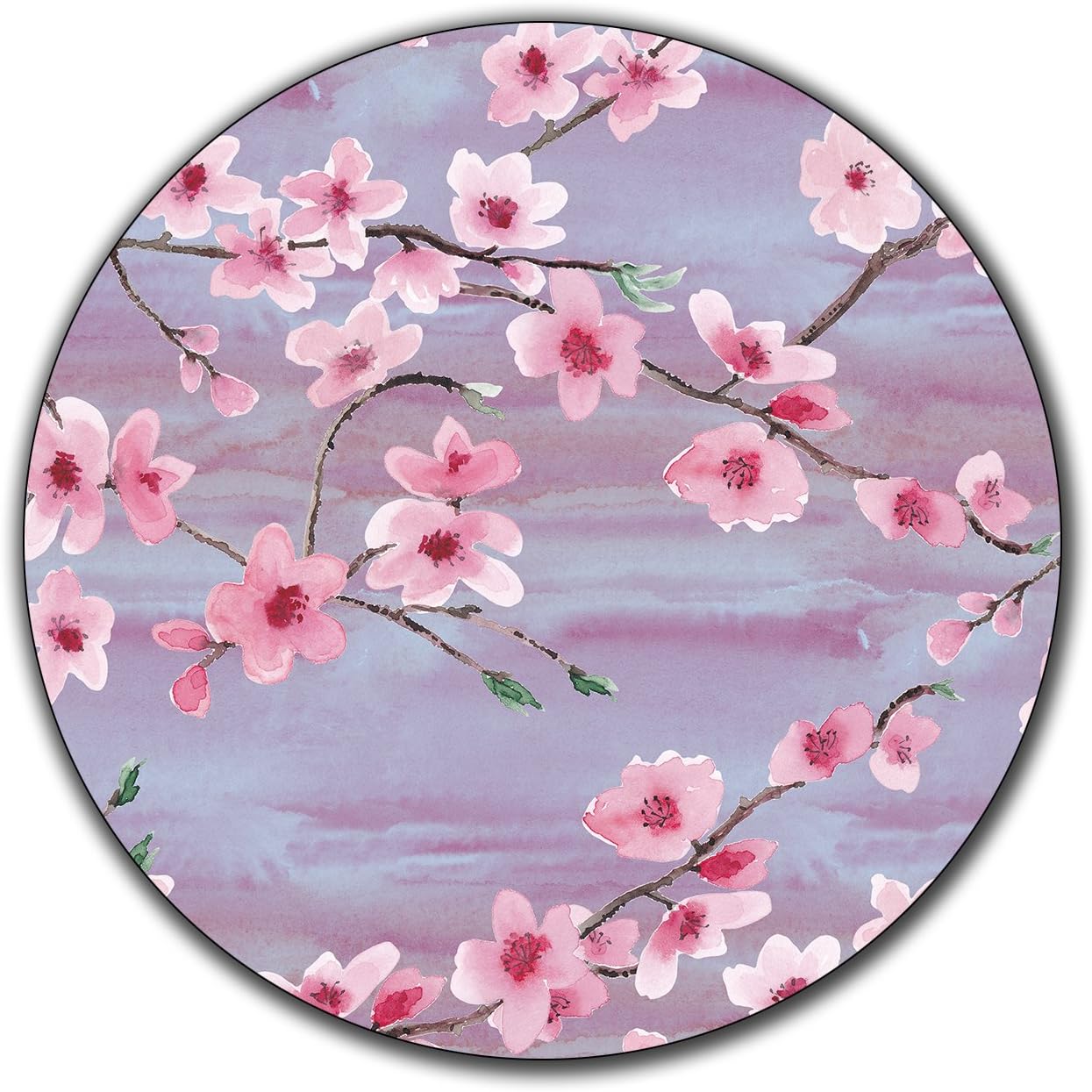 Cherry Blossom Pattern Round Coaster Set - Made of Recycled Rubber - Set of 4 …