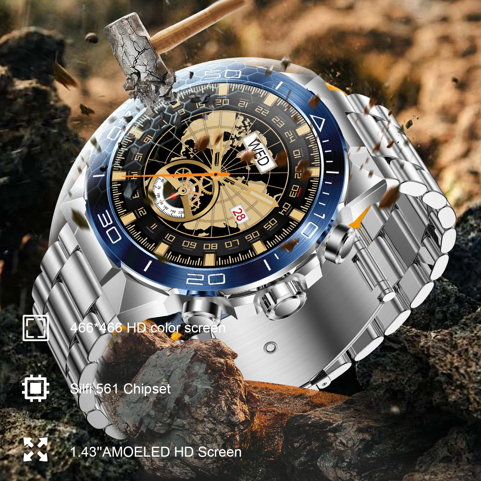 Smartwatch Uomo Impermeabile con Sport Contapassi