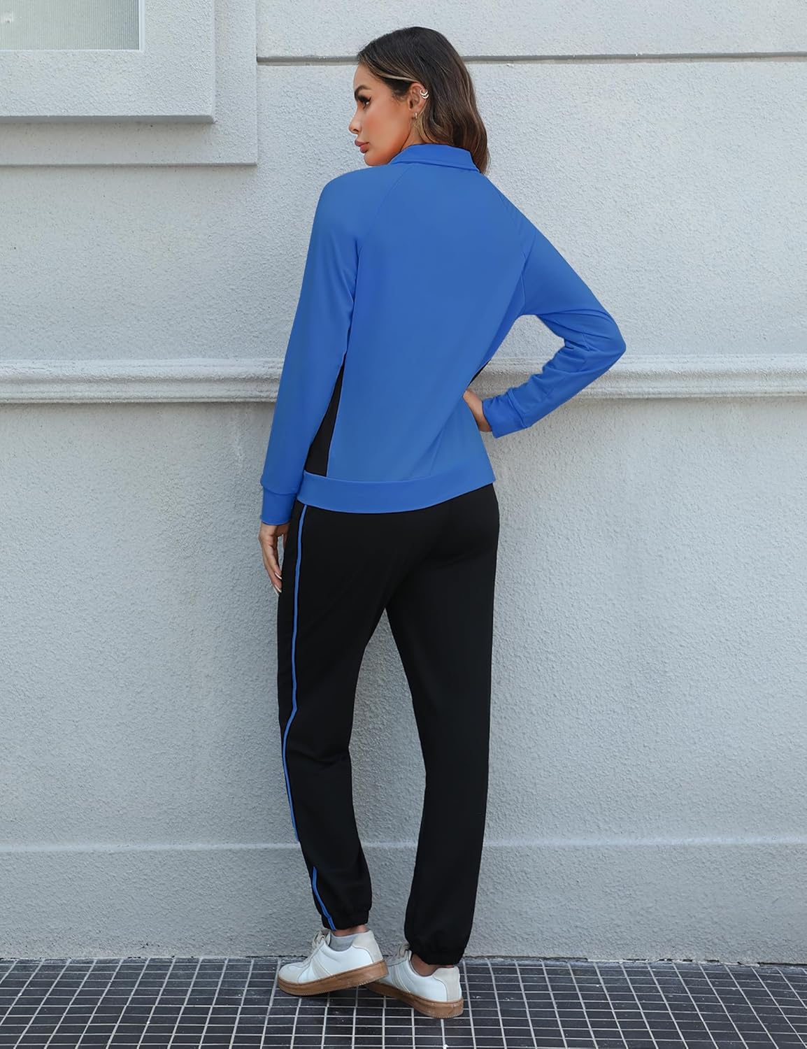 Marvmys Color Block Tracksuit for Women 2 Piece Outfits Fall Sweatsuits Zip Up Jogging Suit Long Sleeve Jogger Lounge Sets - Image 7