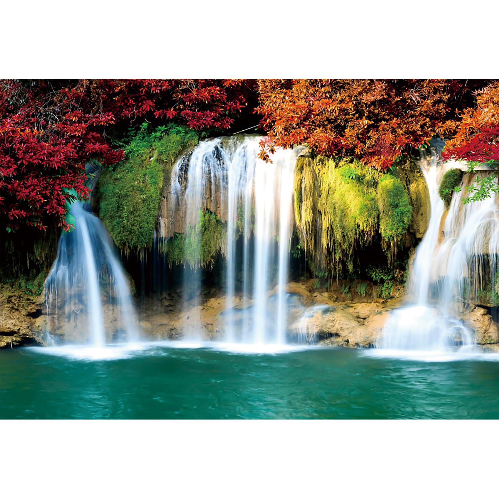 dnldliq 9x7ft Spring Waterfall Backdrop Nature Landscape Woodland Maple Trees Lake Background for Photography Family Travel Adult Adventure Party