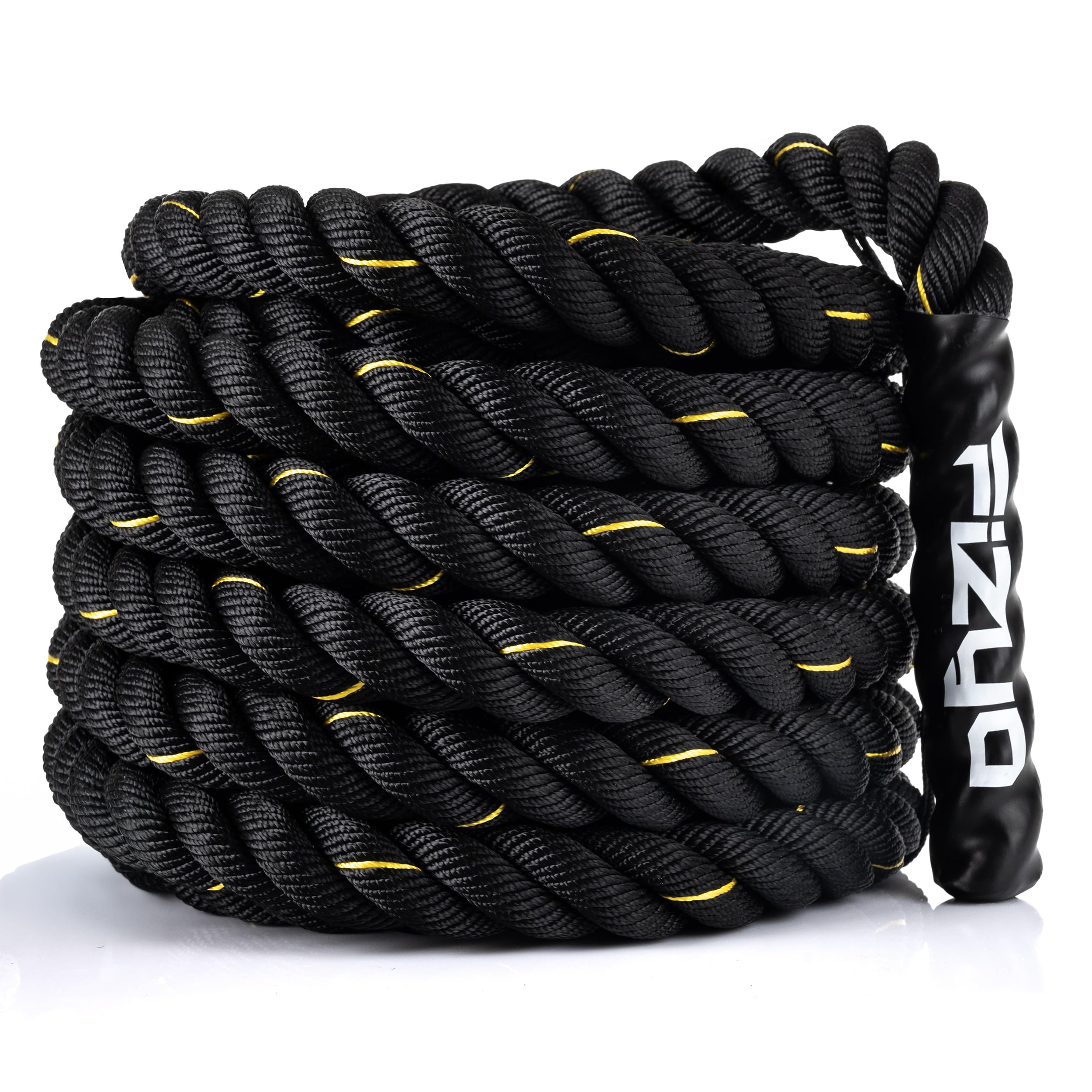 FIZYO Battle Rope – Corda da Allenamento Robusta per Functional Training, Cross Training, Forza e Resistenza – Diametro 3,8 cm, Costruzione a 3 Fili – Home Gym & Outdoor (9m)