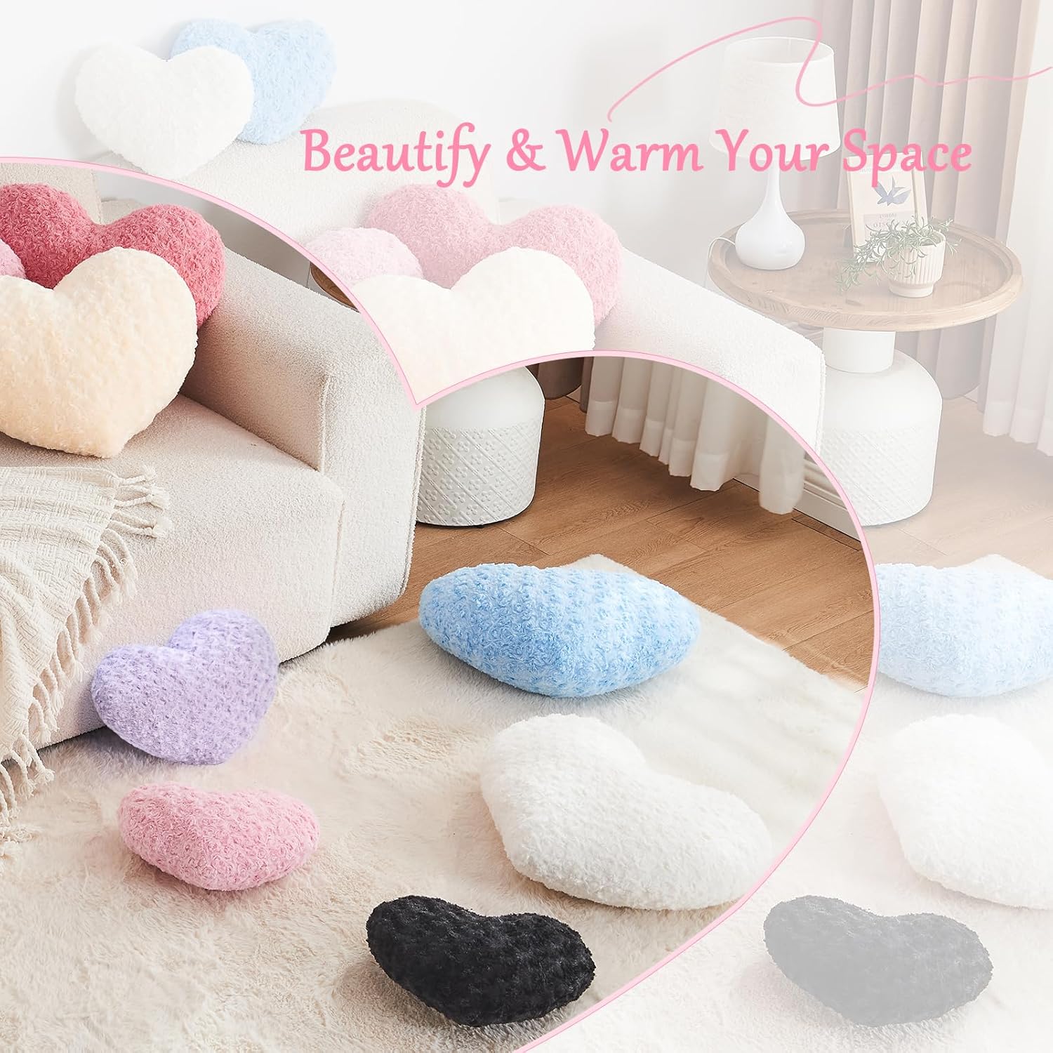 Heart Pillow Pink Throw Pillows, Soft and Fluffy Decorative Pillows for Bed Couch Chair, Cute Heart Shaped Room Decor for Valentine Anniversary Birthday Halloween Christmas (Small, 13"x10") - Image 7