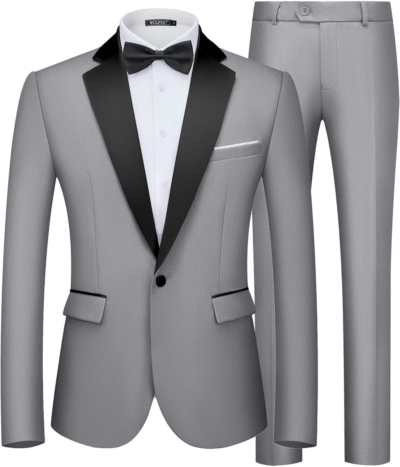 WULFUL Men's 2 Piece Slim Fit Suit Set One Button Blazer Jacket Pants Tuxedo Set for Prom, Wedding and Business