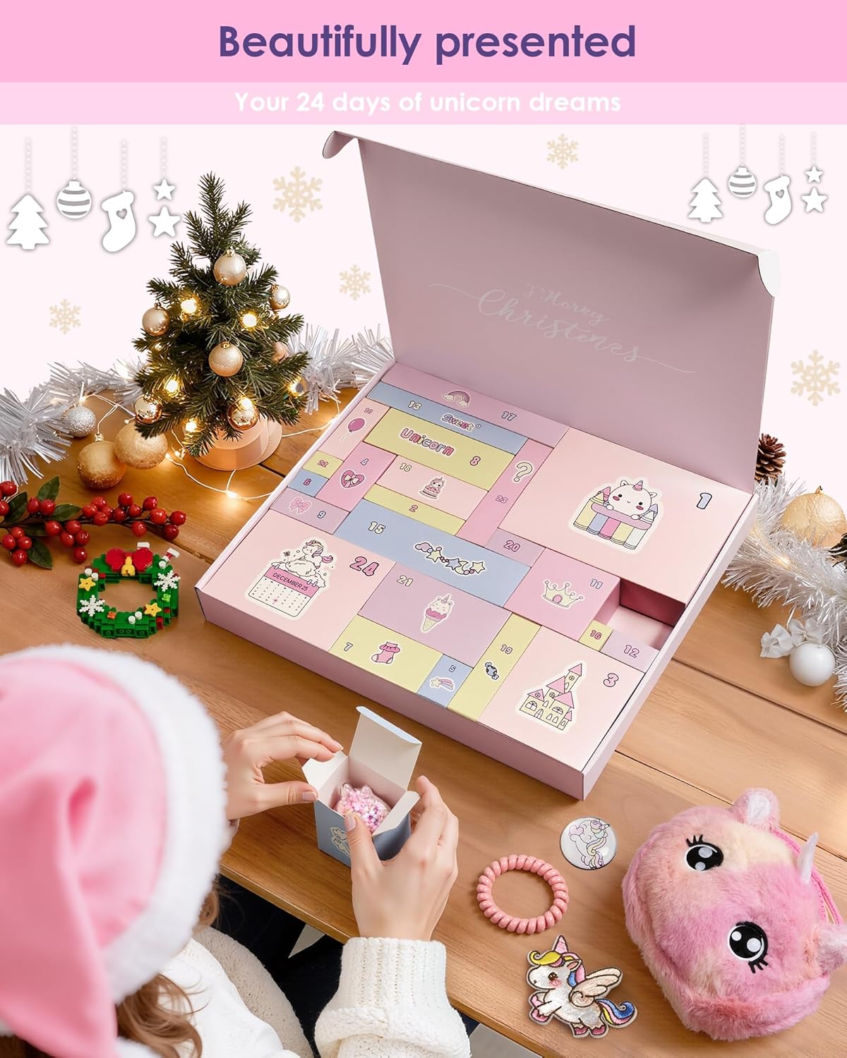 Advent Calendar 2025 for Girls, 24-Day Fantasy Unicorn Christmas Countdown Calendar, Perfect Holiday Gift Suitable for Girls Aged 3-9, Includes Accessories, Stationery - Image 5