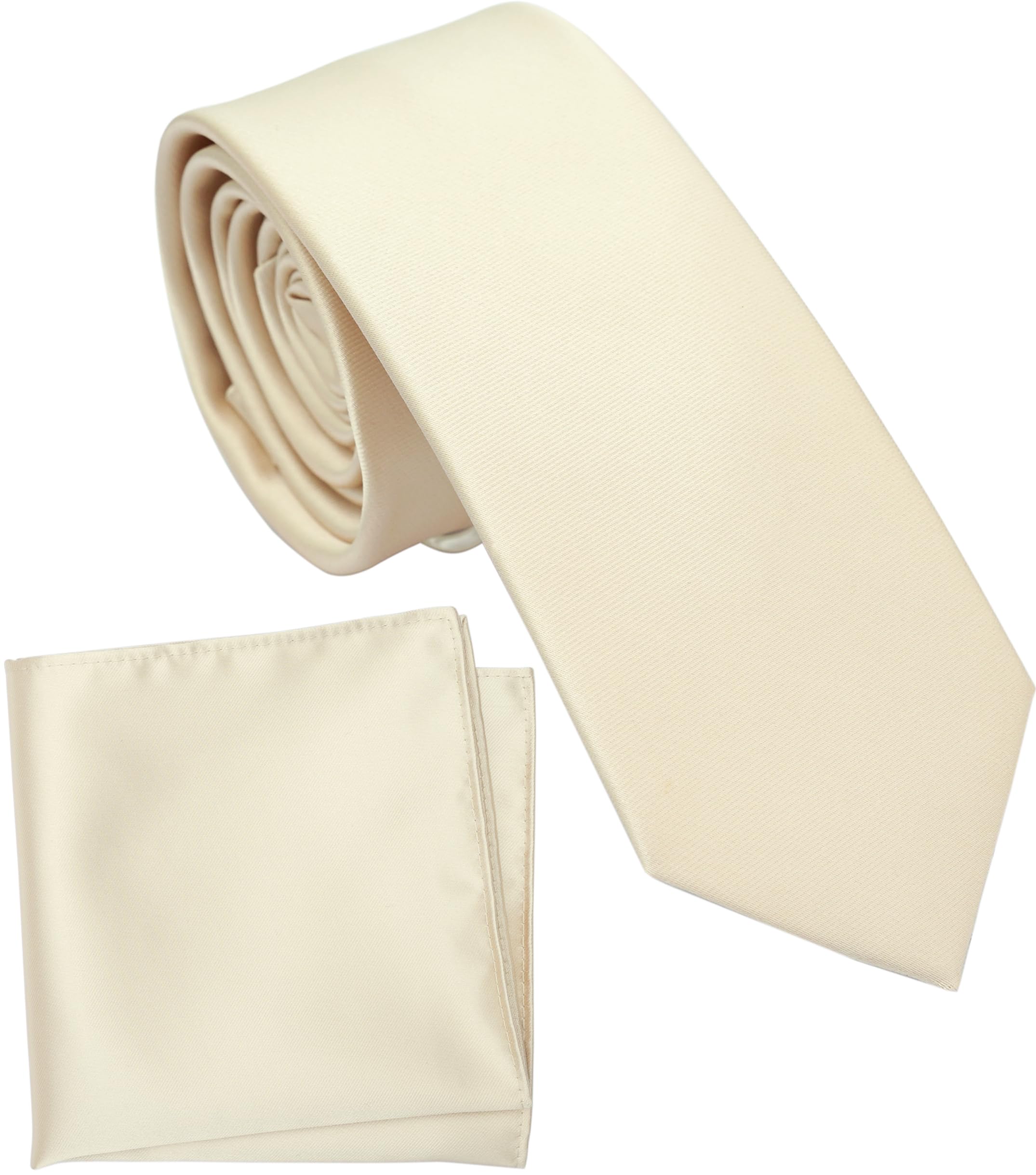 Boy's Solid Tie with Pocket Square Set, Regular Necktie for Children and Kids, Self-Tied