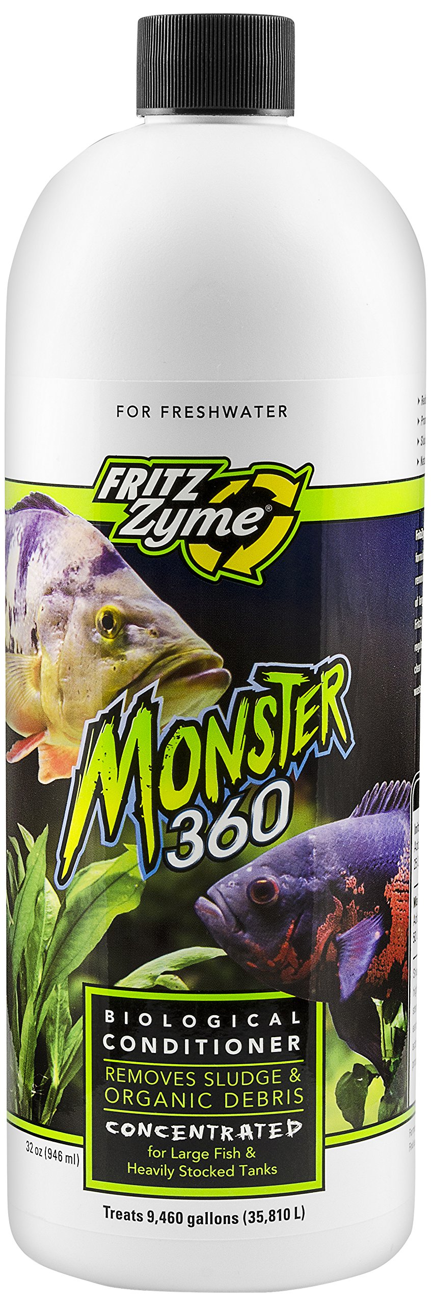 Fritz Aquatics 75032 FritzZyme Monster 360 Concentrated Biological Conditioner for Fresh Water Aquariums, 32-Ounce