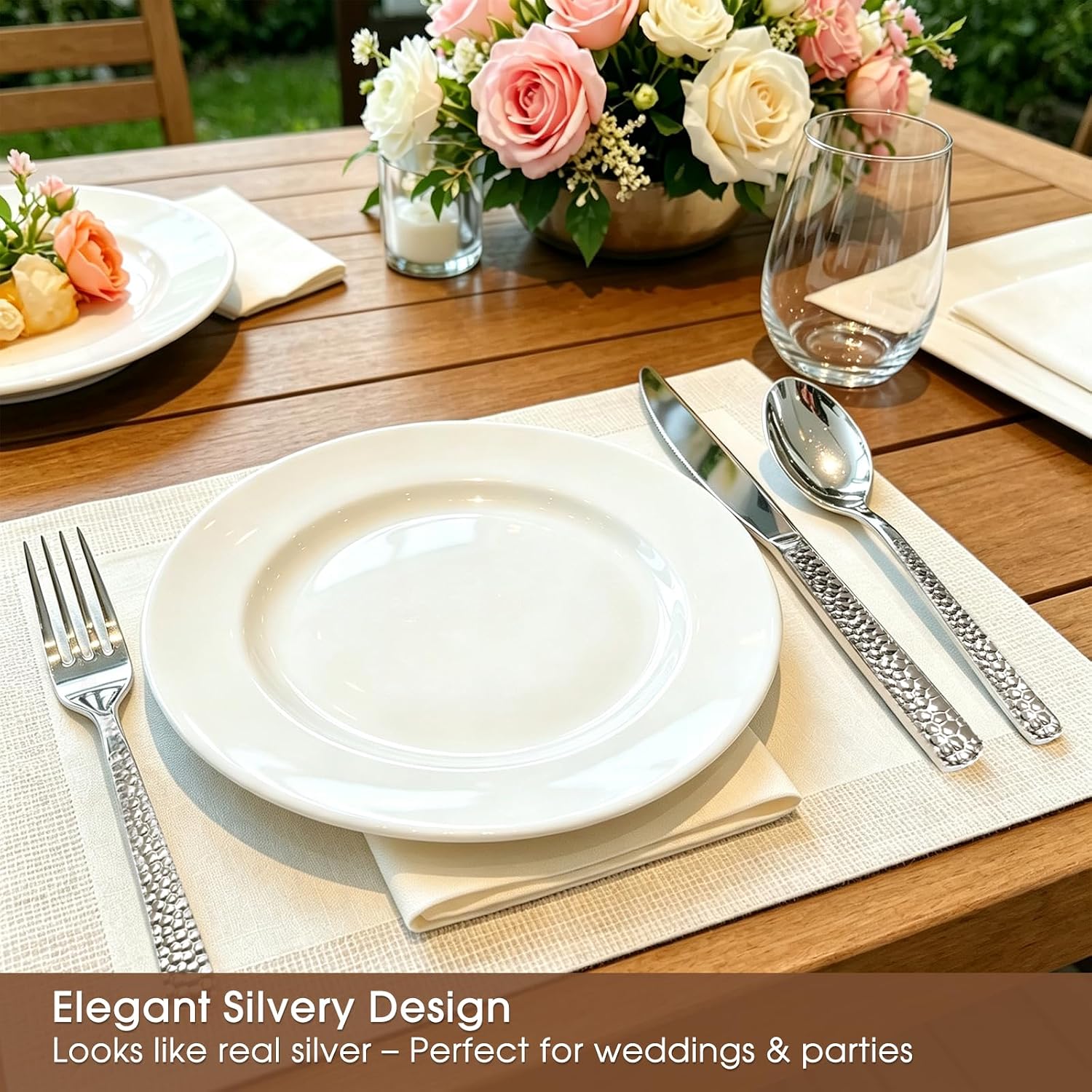 120 Pcs Disposable Cutlery Set, Silvery Plastic Silverware,60 Forks, 30 Spoons, 30 Knives, Heavy Duty Flatware for Holidays, Parties, Dinners, Weddings, and Occasions