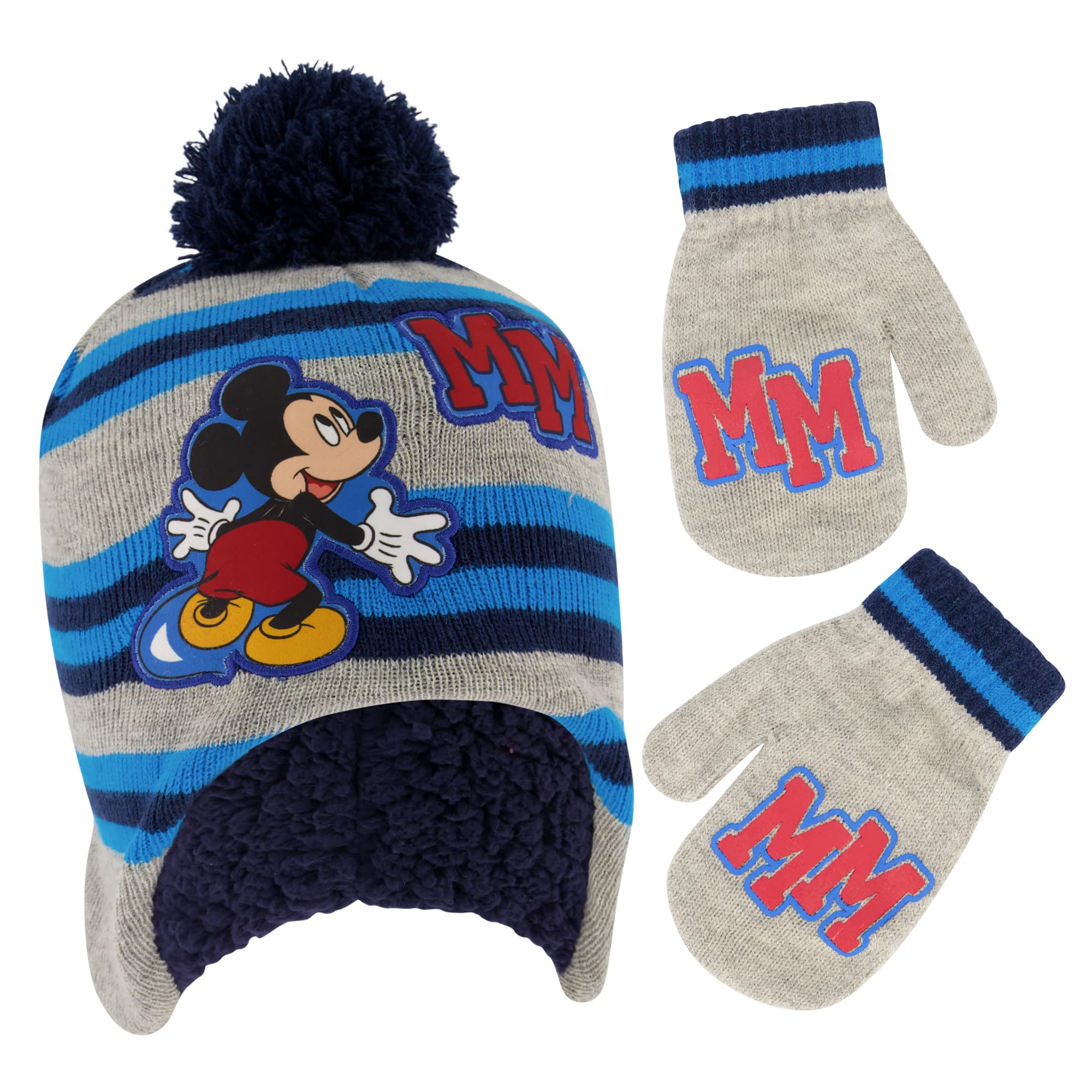Disney boys Mickey Mouse Toddler Winter and Mitten Set Beanie Hat, Mickey Mouse, 2-4T US
