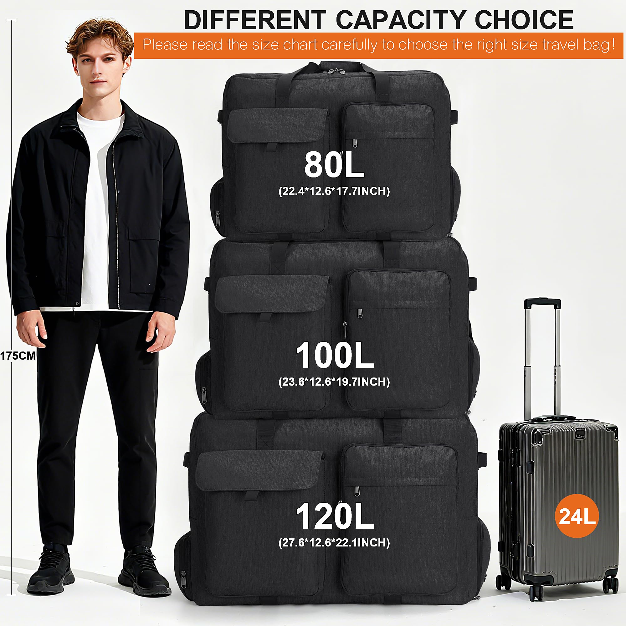 VS VOGSHOW 80L Sac de Voyage Pliable | Compartiment Chaussures, Léger, Bandoulière | Idéal Voyage, Camping, Déménagement, Emballage, Homme & Femme