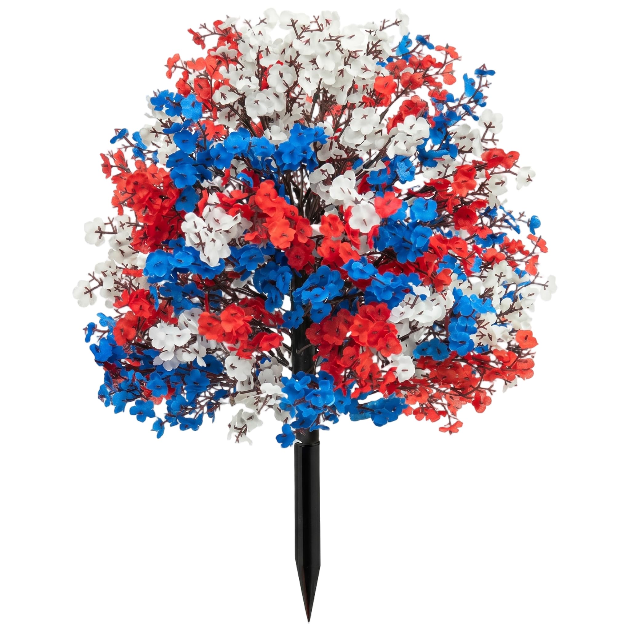 Whyzsjnclg Artificial Flowers With Ground Stakes, Red White And Blue Artificial Flowers With Ground Stake, Patriotic Babys Breath Topiary Ball For Home Garden Decor