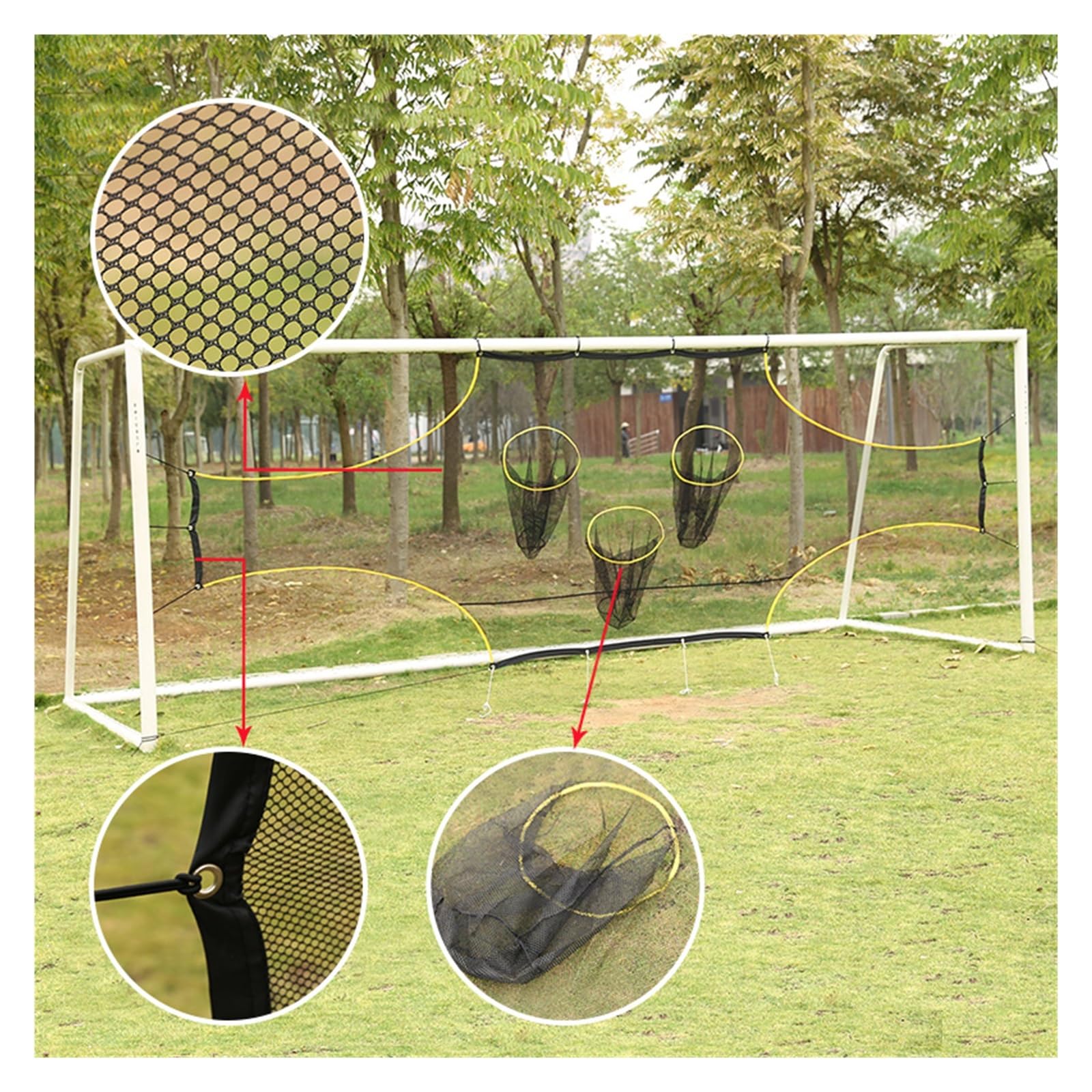 Rete da Calcio 1PC 3-Hole Soccer Goal Shooting Precision Training Tool Multi-Target Soccer Training Net 5 7 11 Dimensioni
