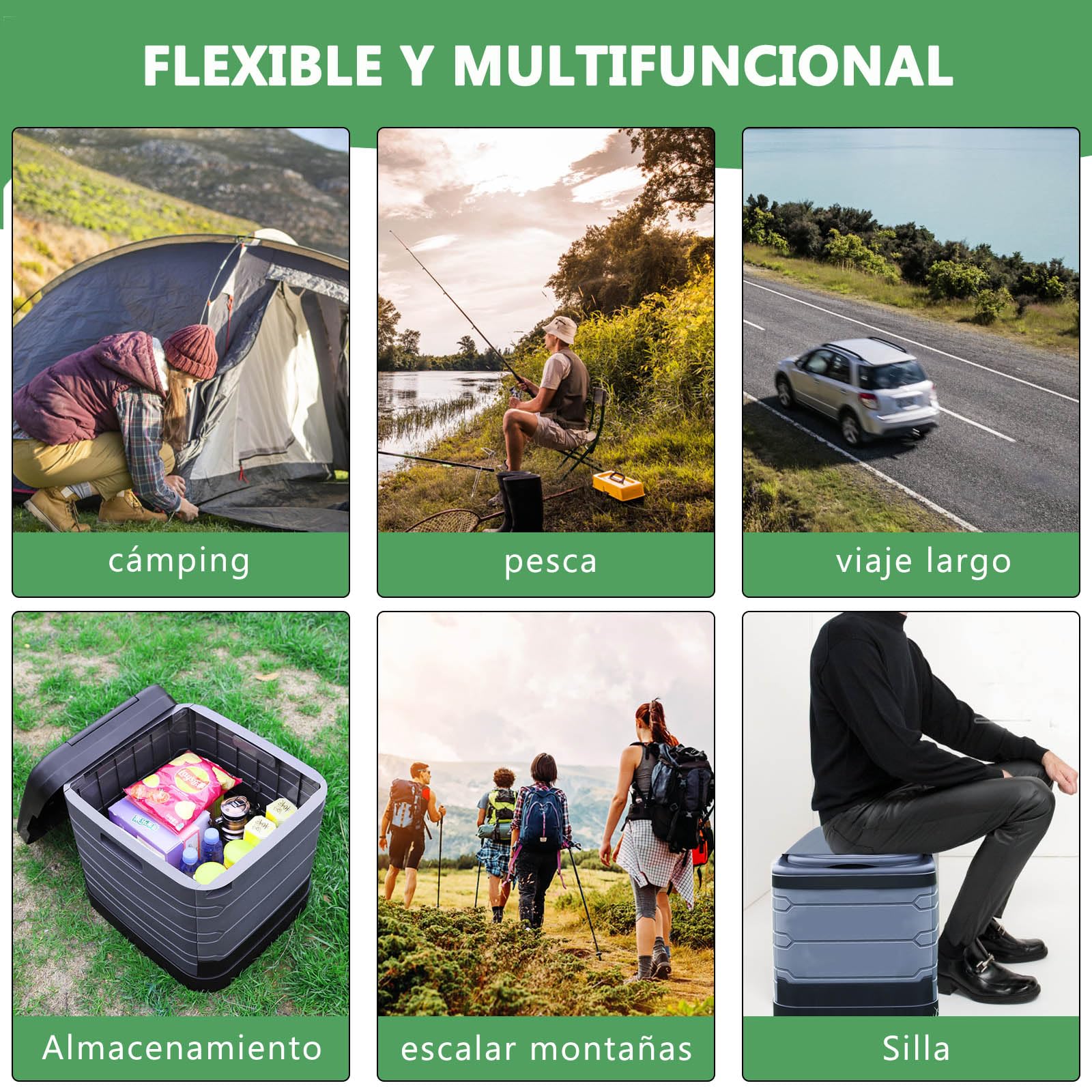 Inodoro para Acampar Plegable XXL, Exterior WC Portatil Camping Grande de 40cm de Altura | Fácil de Limpiar, Fácil de Cargar | Adecuado para Salir, Emergencias de Atascos de Tráfico | Con 20 bolsas de basura grandes para camping, senderismo, viajes, autoc