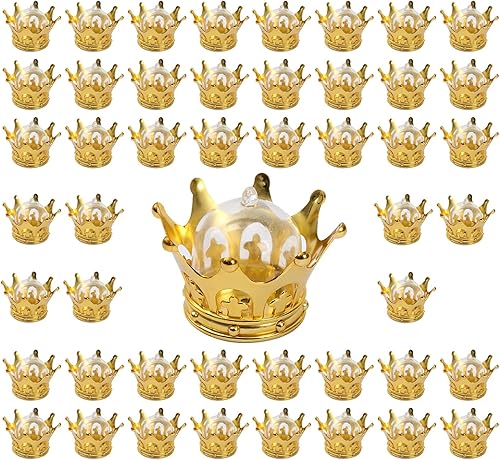 KVMORZE Corona dorada rellenable con cúpula corona de contenedor de recuerdos de fiesta de boda con tapas de cúpula transparentes decoración de