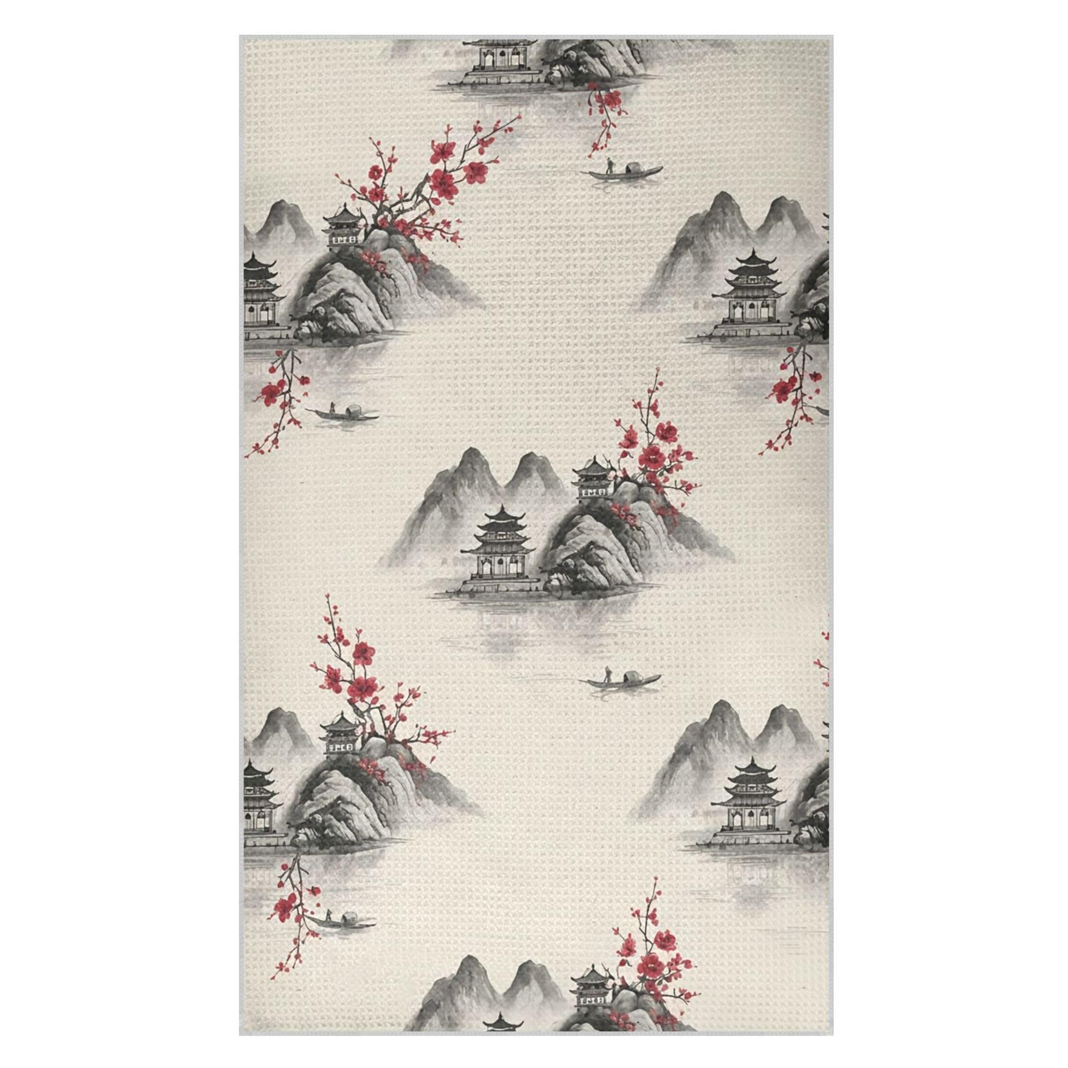 Kutsu Mountain Waffle Weave Kitchen Towels Absorbent Quick Drying Dish Towels for Kitchen, Decorative Tea Towel, 18x30 in