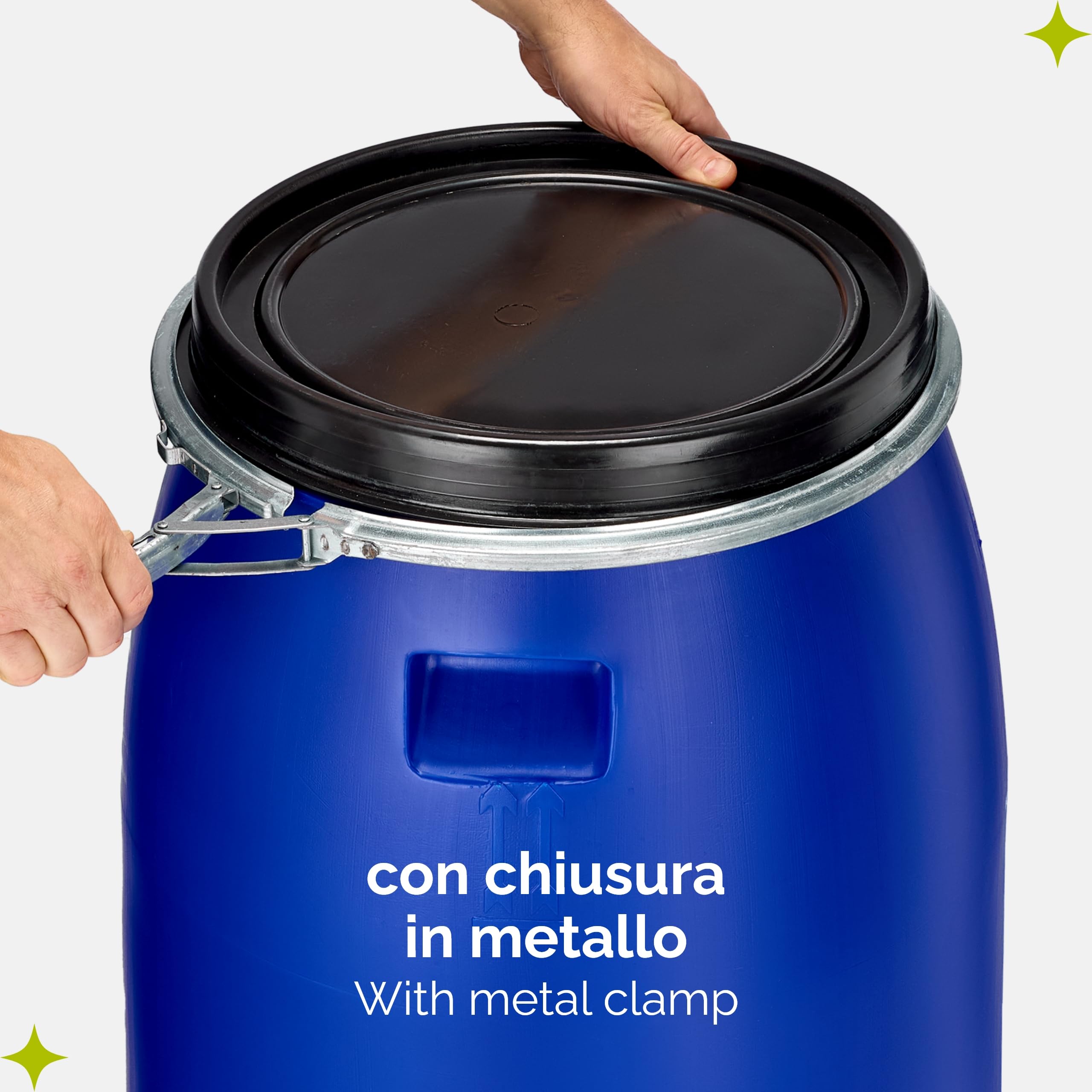 Garronda tanica acqua con rubinetto da 120 litri con coperchio, serbatoio in plastica HDPE per uso alimentare, perfetta per la conservazione di acqua, alimenti o come bidone per il giardino GD-0091