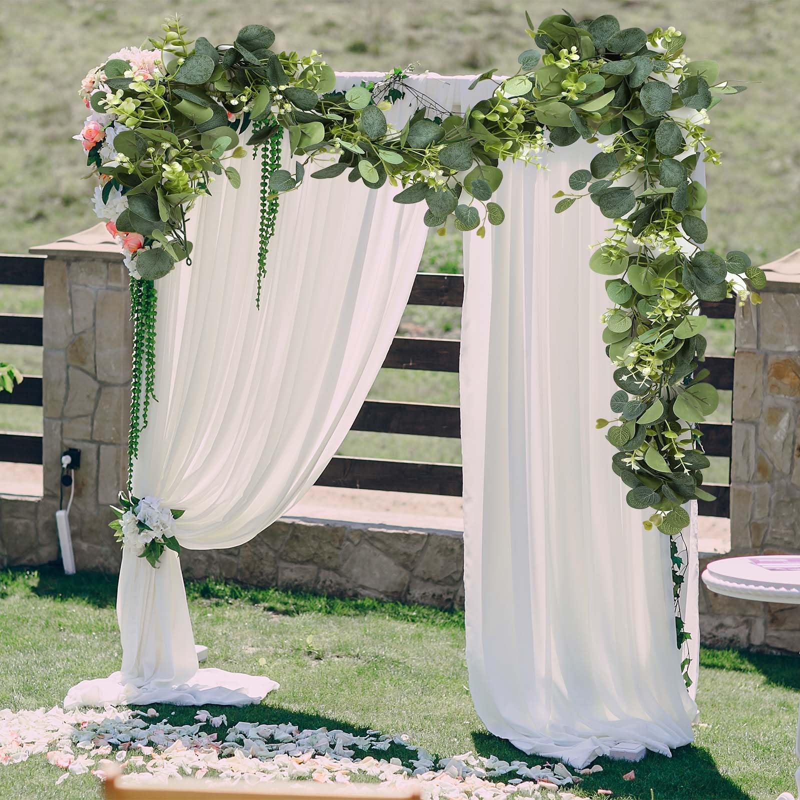 Guirnaldas Artificiales de Eucalipto con Hojas de Hojas Verdes Guirnalda | para Decoración de Fondo Boda Camino de Mesa Central Bodas Decoración de Mesa