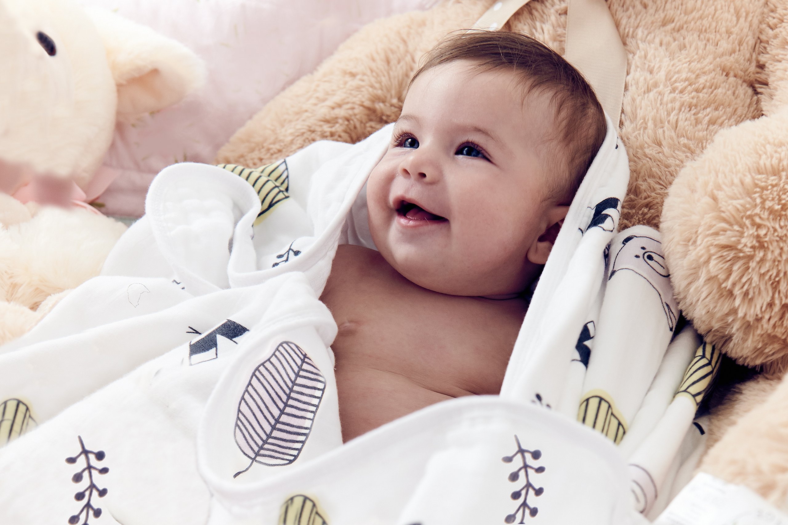 Clover & Sage Manta de muselina orgánica para bebé, 100% algodón hipoalergénico, mantas de cama – osos de abrazos