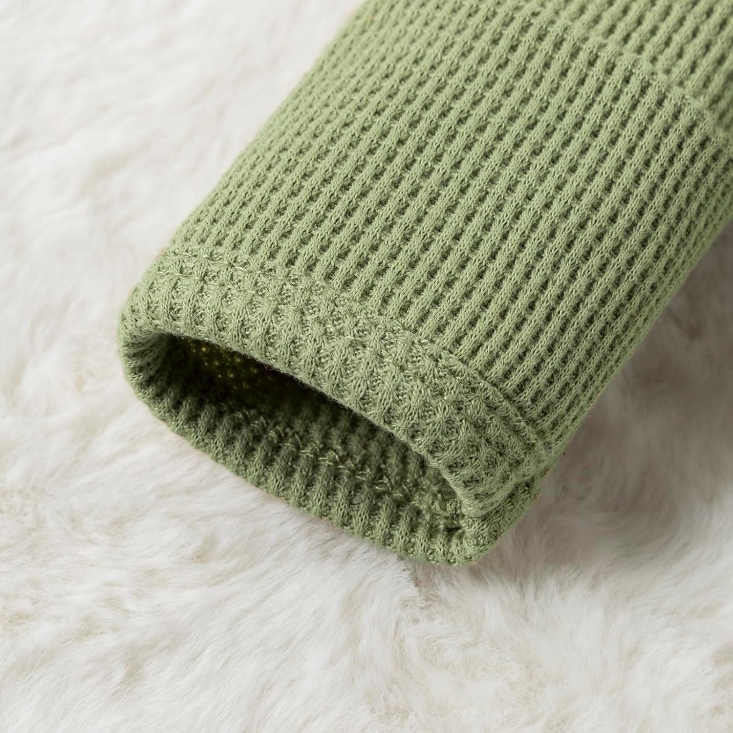 Newborn Baby Romper Infant Girl One-piece Outfit Waffle Ruffle Zip Footie Spring Summer Clothes With Bow Headband - Image 4