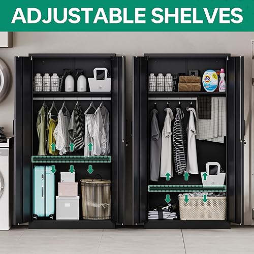 Miniatura 6 de Letaya Metal Wardrobe Cabinets with Lock,Clothing Locker 72" X 36" X 18" Storage Cabinets for Home Room,Fire Department, School,
