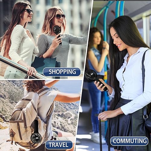 Miniatura 6 de QQT Mini ventilador de mano, pequeño ventilador personal con 3 velocidades, ventiladores portátiles que funcionan con pilas, ventilador de pestañas