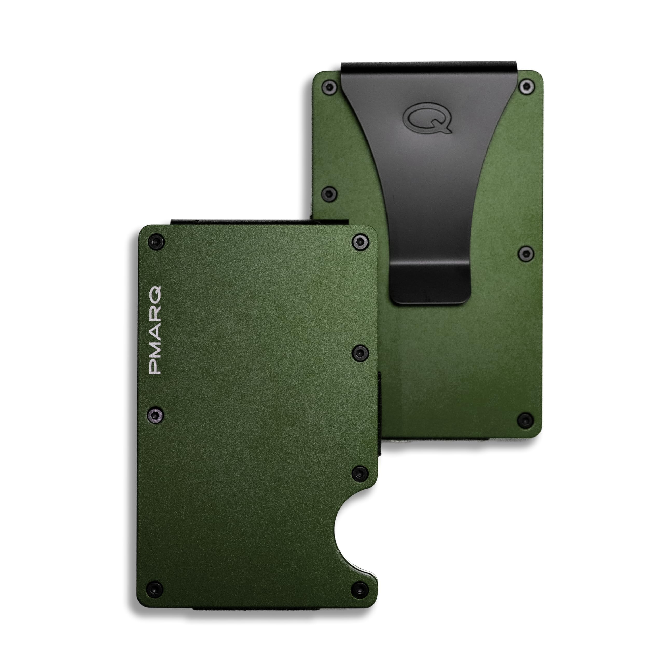Tarjetero Hombre con Bloqueo RFID para Tarjetas de Crédito - Cartera para Hombre Minimalista Metalica con Pinza para Billetes (Verde Oliva)