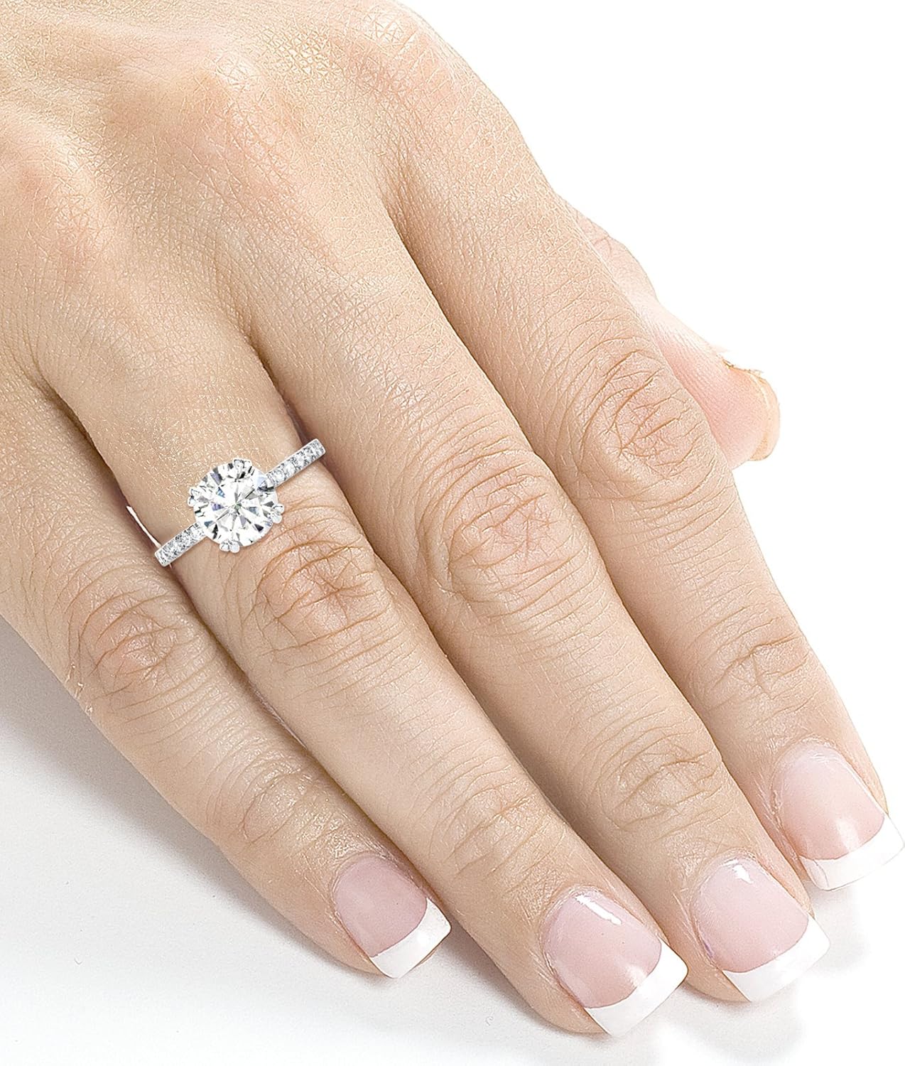 Kobelli Moissanite and Lab Grown Diamond Engagement Ring 1 3/4 CTW 14k White Gold (GH/VS, DEF/VS)