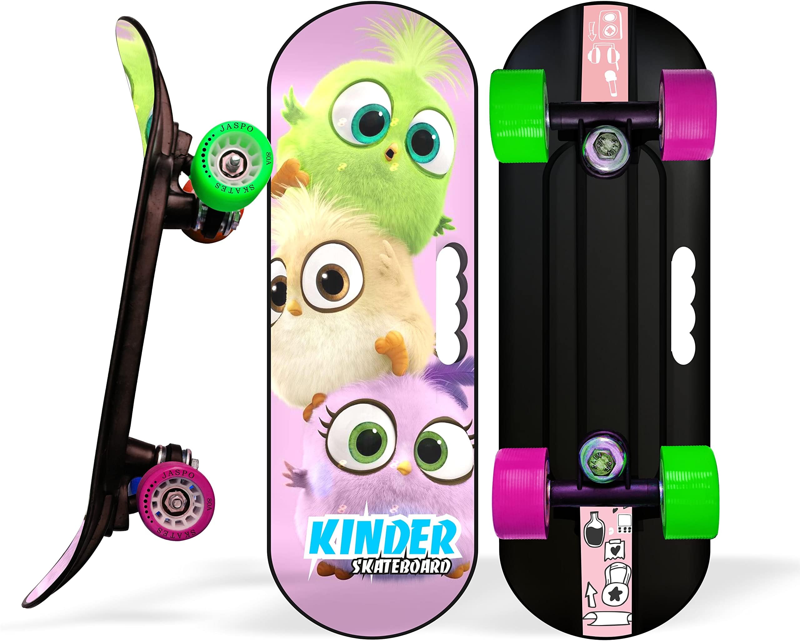 Street - Runner Junior 18 Inches Fiber Skateboard for Kids Upto 7 Years Age Group Recommended for Boys and Girls (Best for Beginners and Learners) (Love Angels) - Multicolor