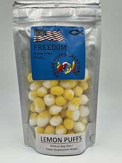 Freedom Freeze Dried Lemon Puffs, Tart and Tangy Lemon Flavor, Airy and Crispy,