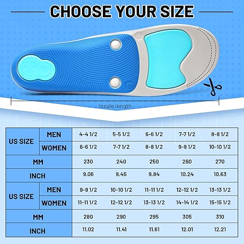 Miniatura 6 de Plantilla ortopédica con soporte para el arco, alivio de la fascitis plantar, pies planos para sobrepronación del dolor en el talón, insertos para