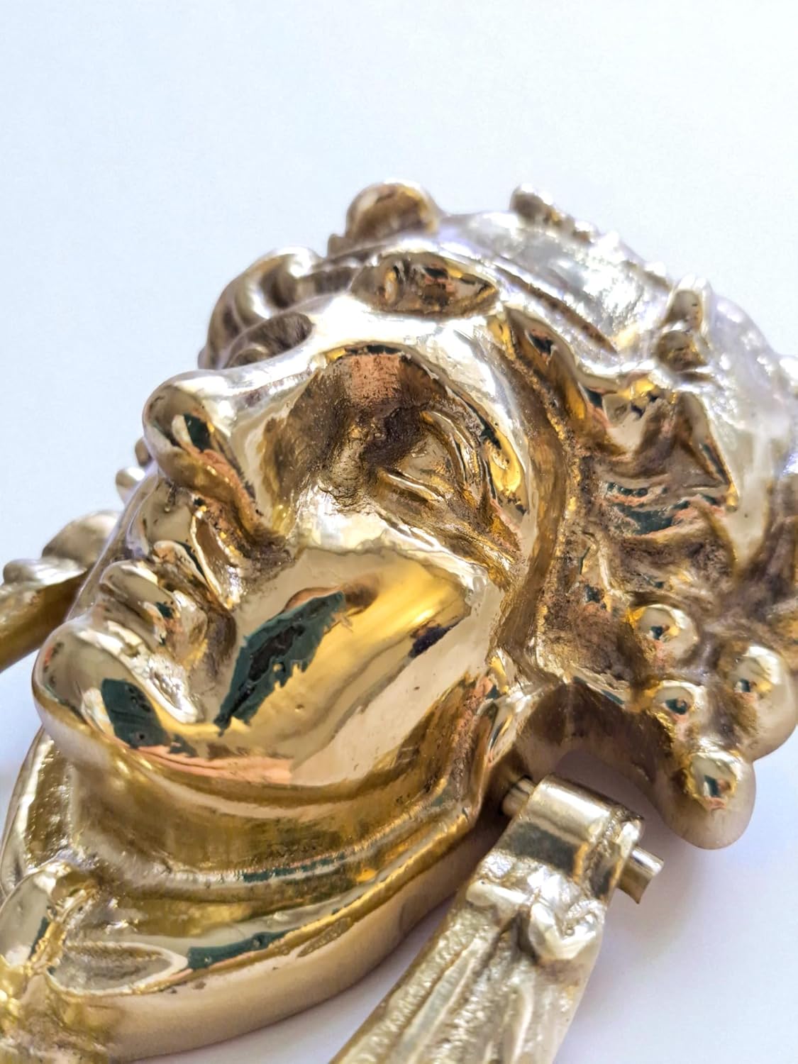 Elegant Grecian Goddess Dionysus Brass Door Knocker – Mirror Gold Finish Front Door Decor, High Quality Handcrafted Brass Knocker, 19cm /7.5in