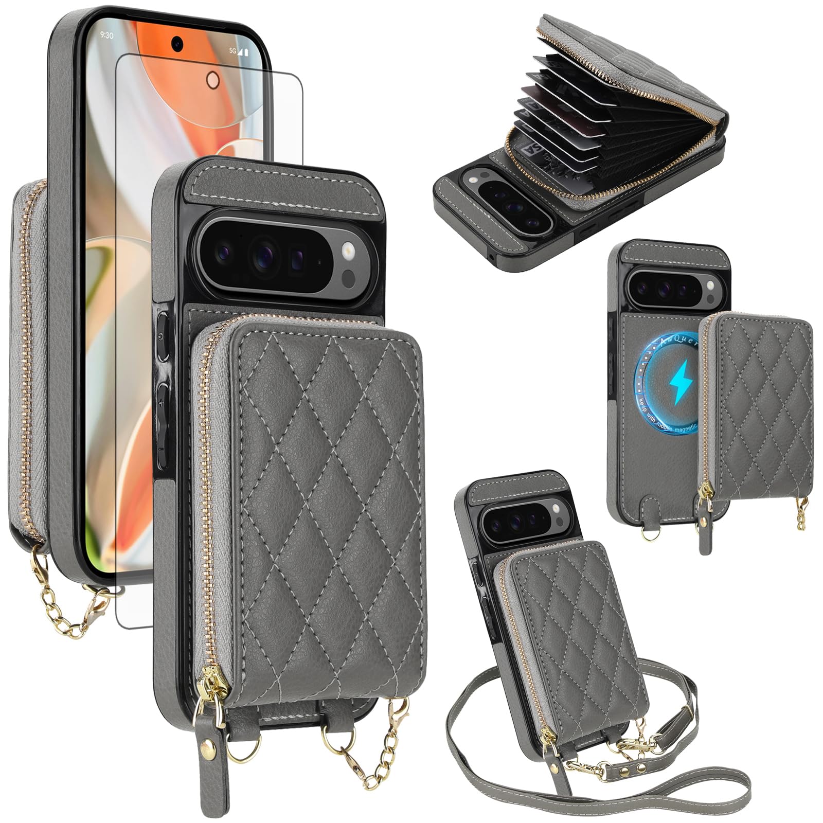 Étui portefeuille Google Pixel 9 Pro XL avec sangle bandoulière amovible et RFID - 8