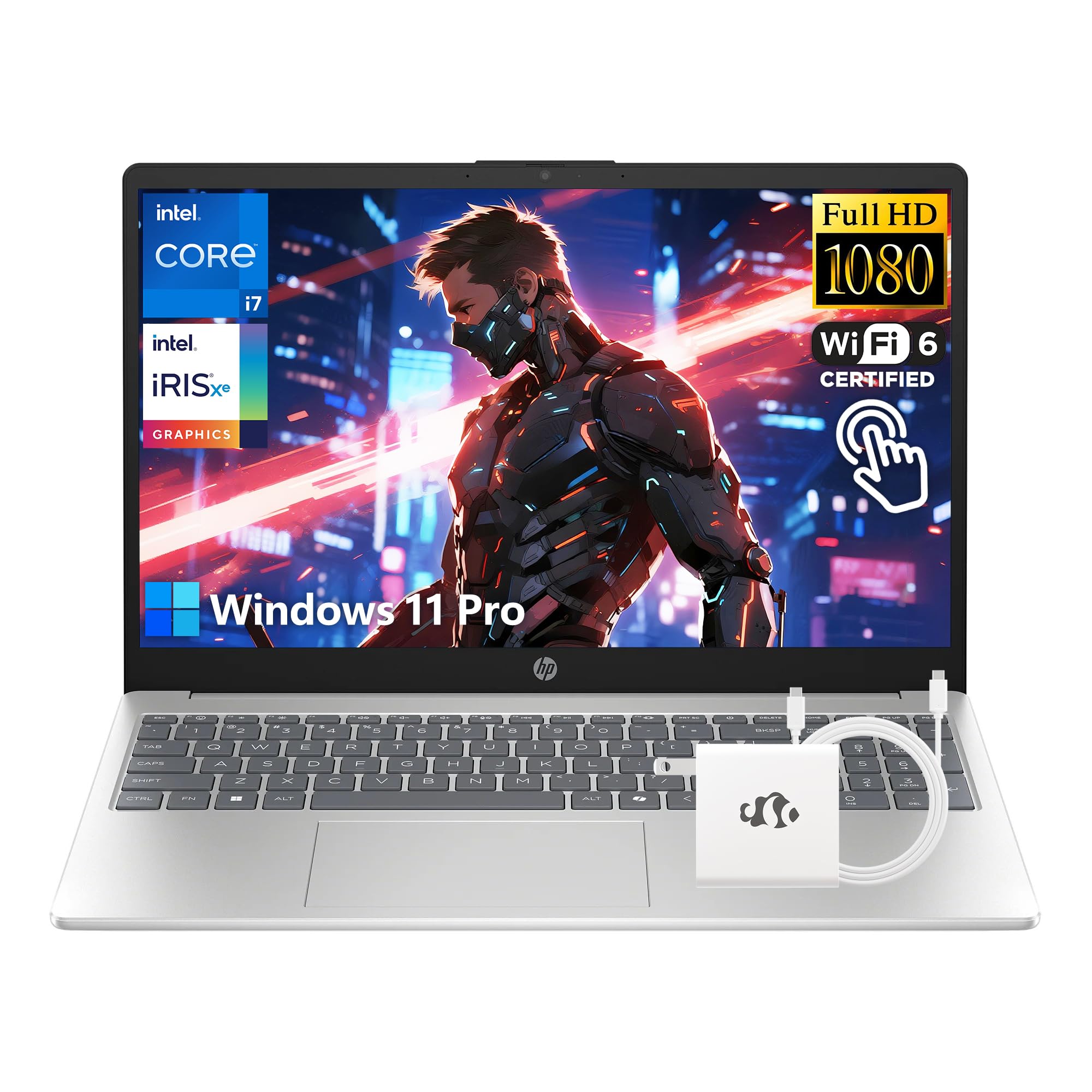 HP 15.6" FHD Touchscreen i7 Laptop, 10-Cores Intel Core i7-1355U(Up to 5GHz Beat Core 7 160U), 32GB RAM 1TB SSD, Win 11 pro Wifi6 W/GM Accessory Intel