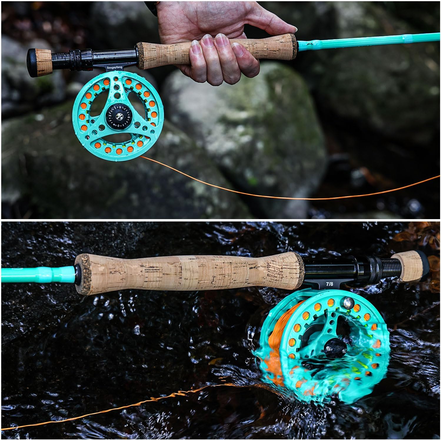Sougayilang Fly Fishing Combo, 4 Piece Fly Rod and CNC Machined Aluminum Alloy Reel Complete Starter Package with Rod Bag
